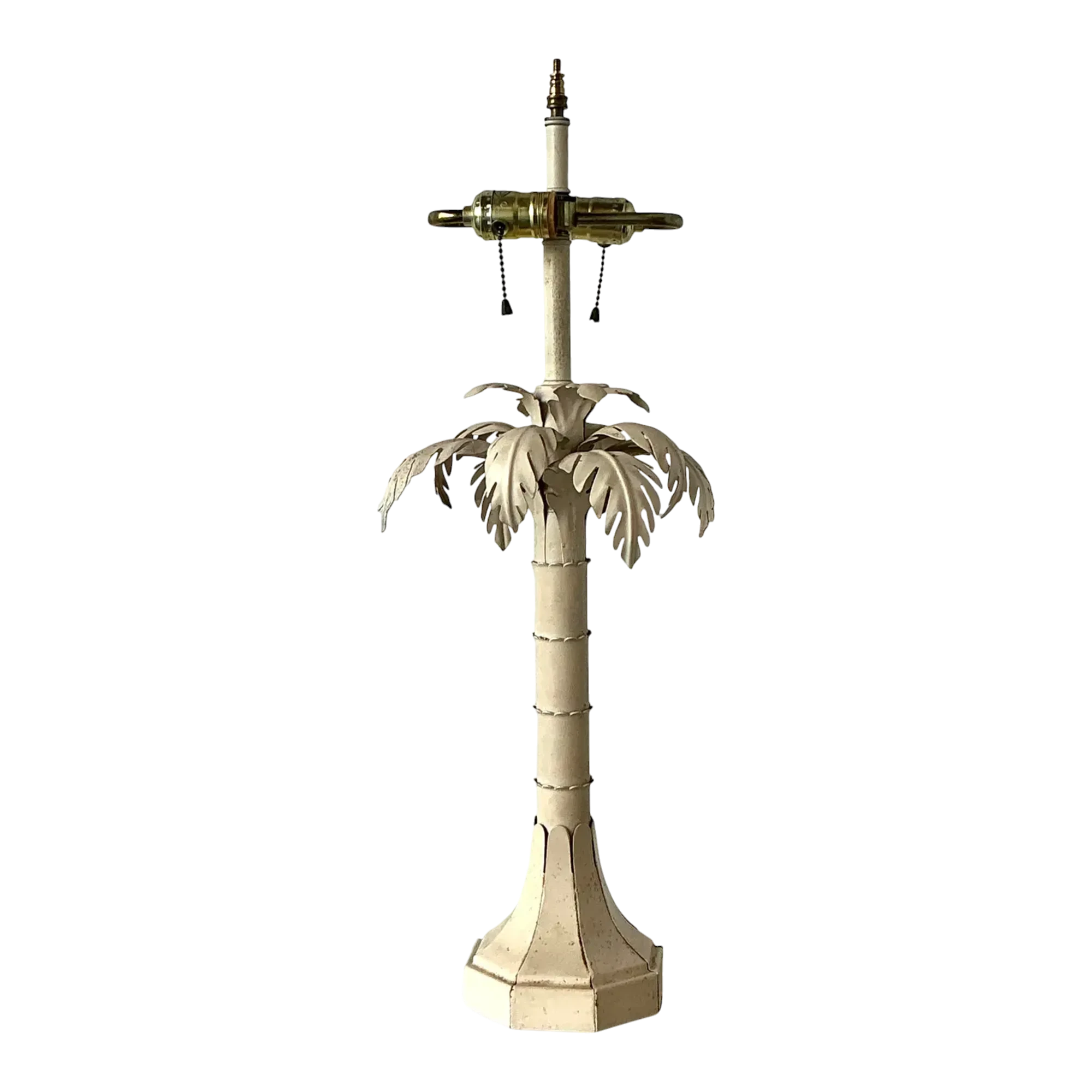 Vintage Punch Cut Metal Palm Lamp