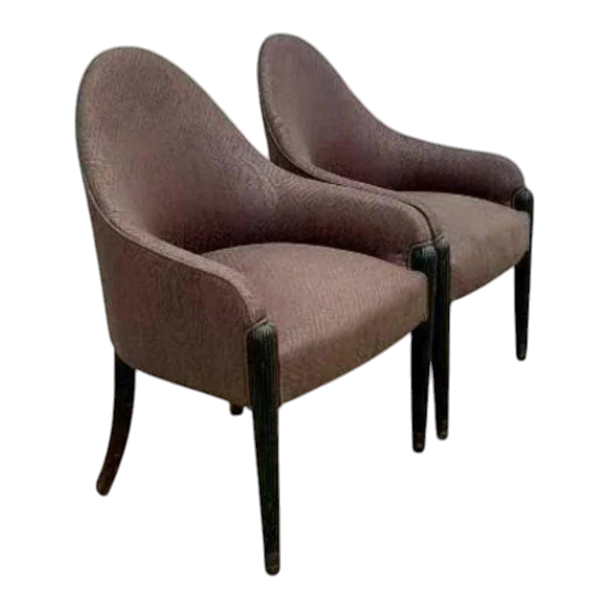 Vintage Quilted Brown High Back Side Chairs After Donghia - Set of 2