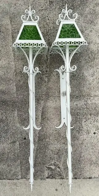 Vintage Regency 1950s Wrought Iron Light Sconces - A Pair