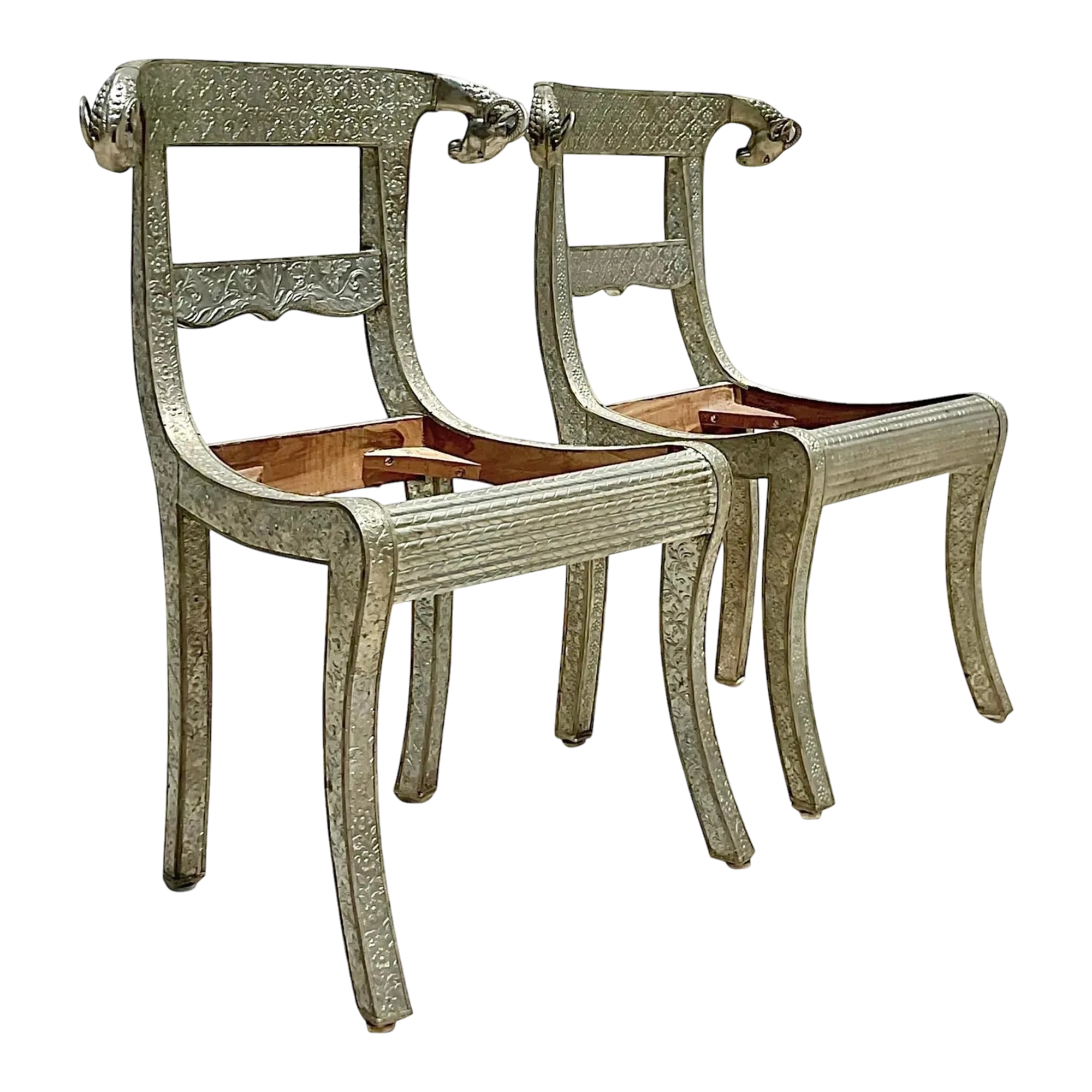 Vintage Regency Anglo Indian Ram’s Head Wedding Chair - Set of 2