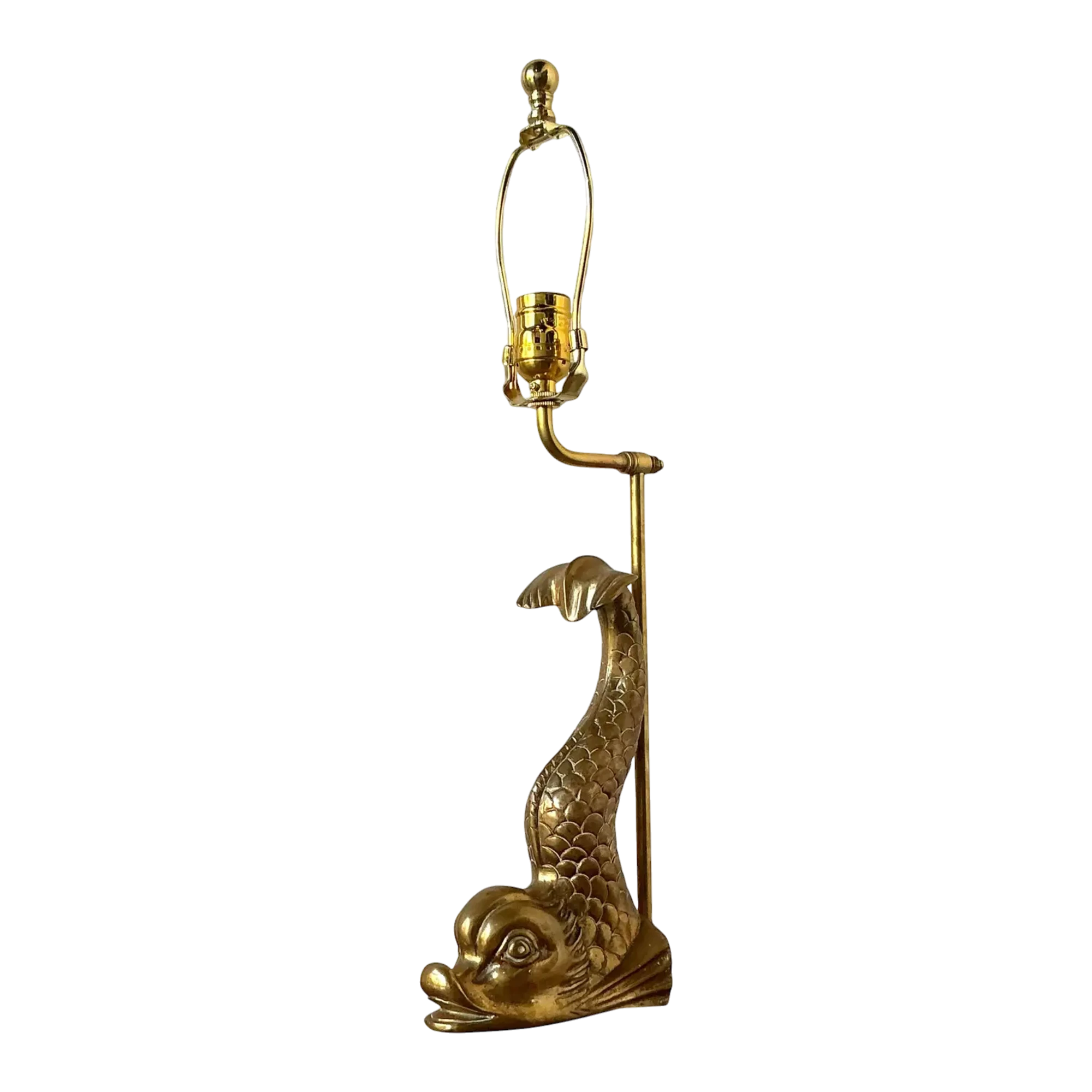 Vintage Regency Brass Koi Lamp