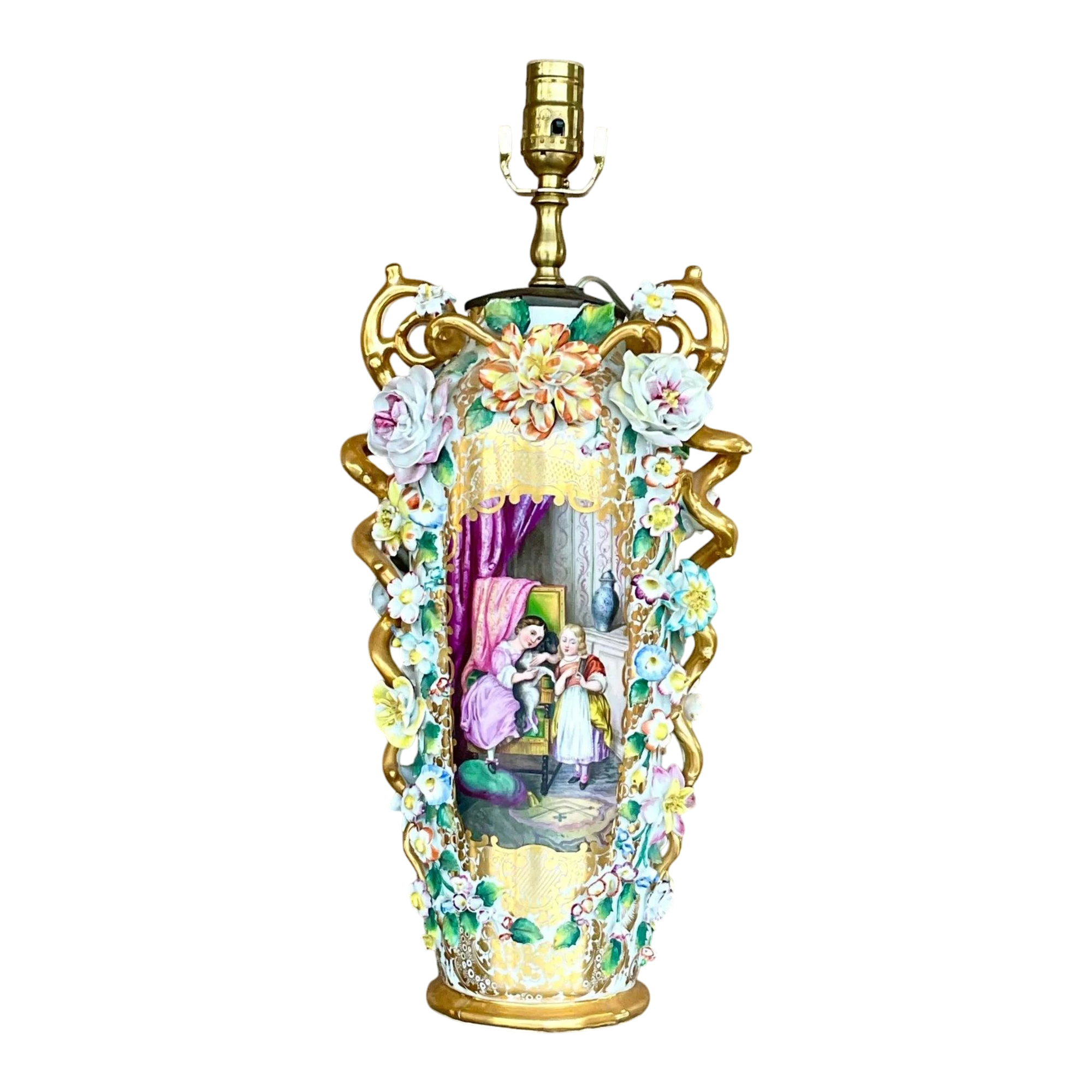 Vintage Regency Capodimonte Table Lamp