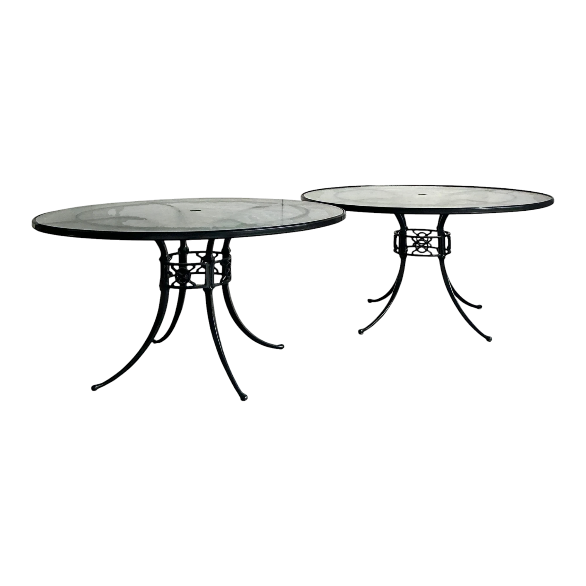 Vintage Regency Cast Aluminum Outdoor Dining Tables - Set of 2