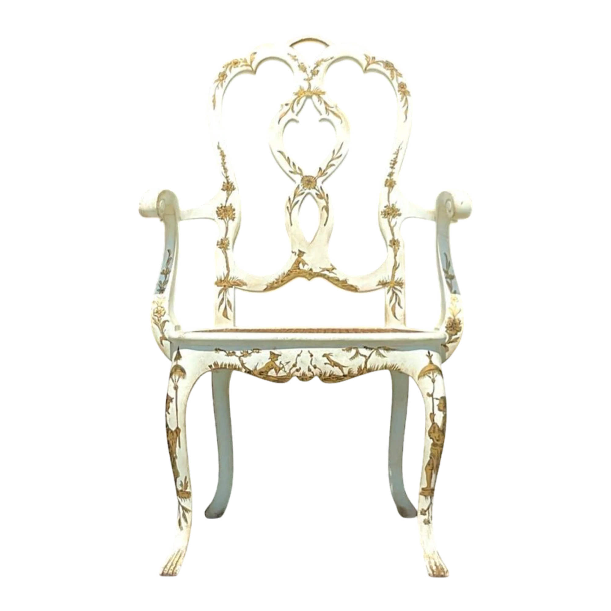 Vintage Regency Chinoiserie Chippendale Arm Chair