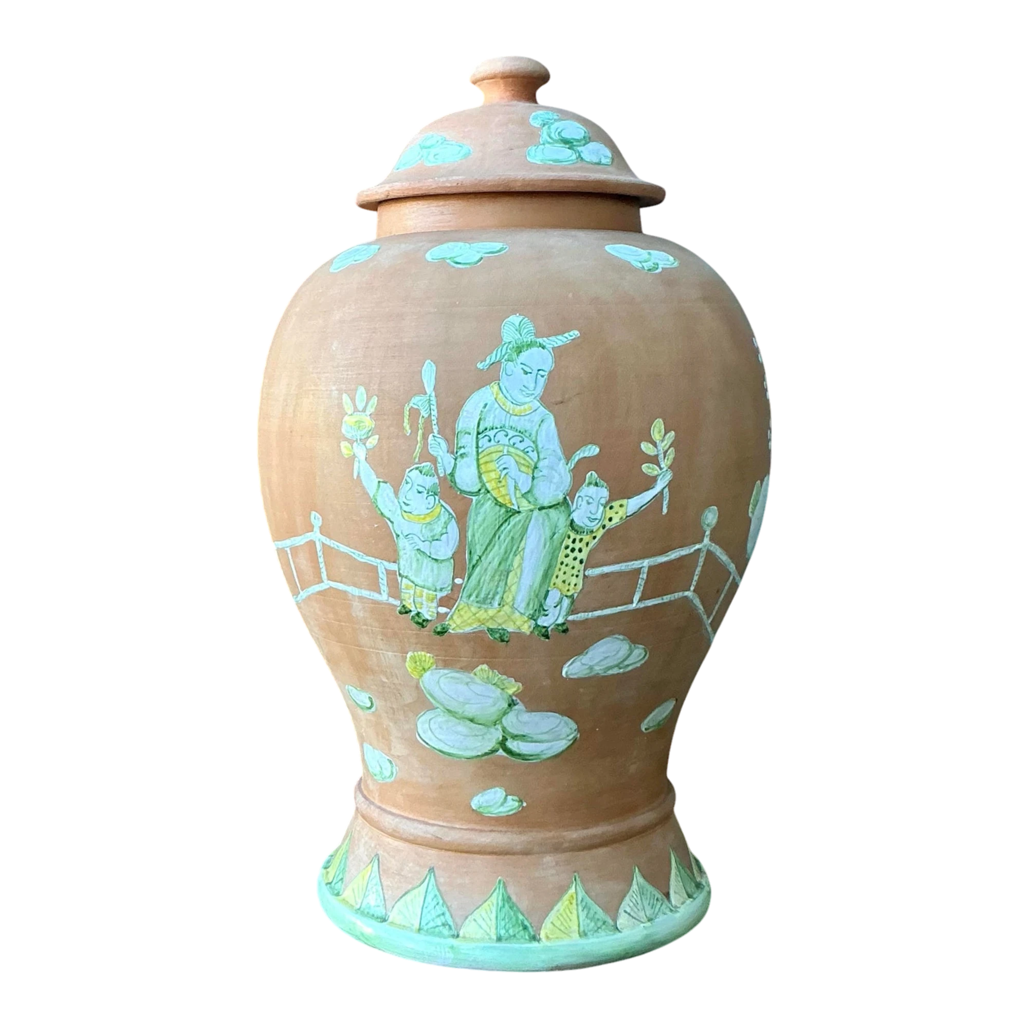 Vintage Regency Chinoiserie Lidded Urn