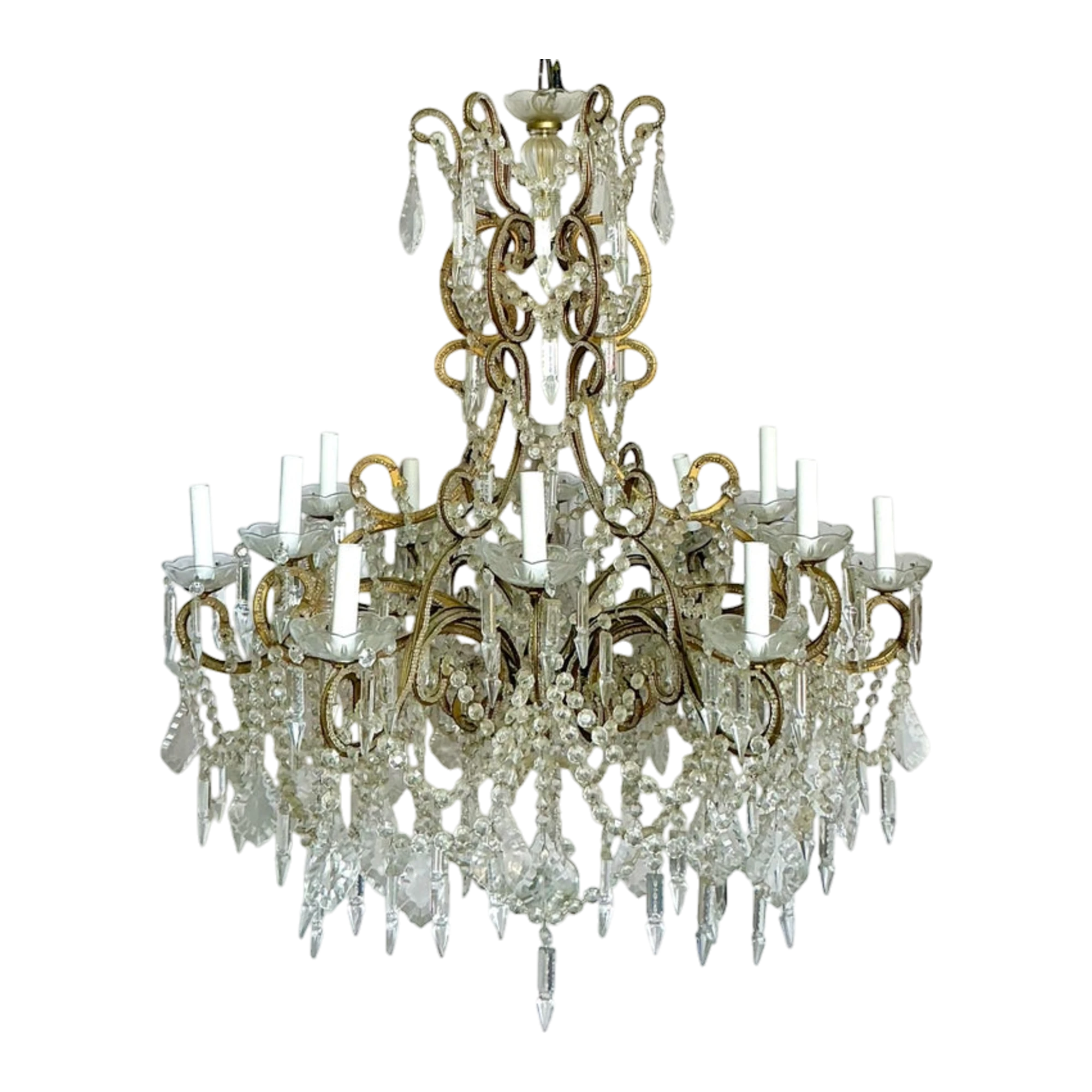 Vintage Regency Crystal Swag Chandelier