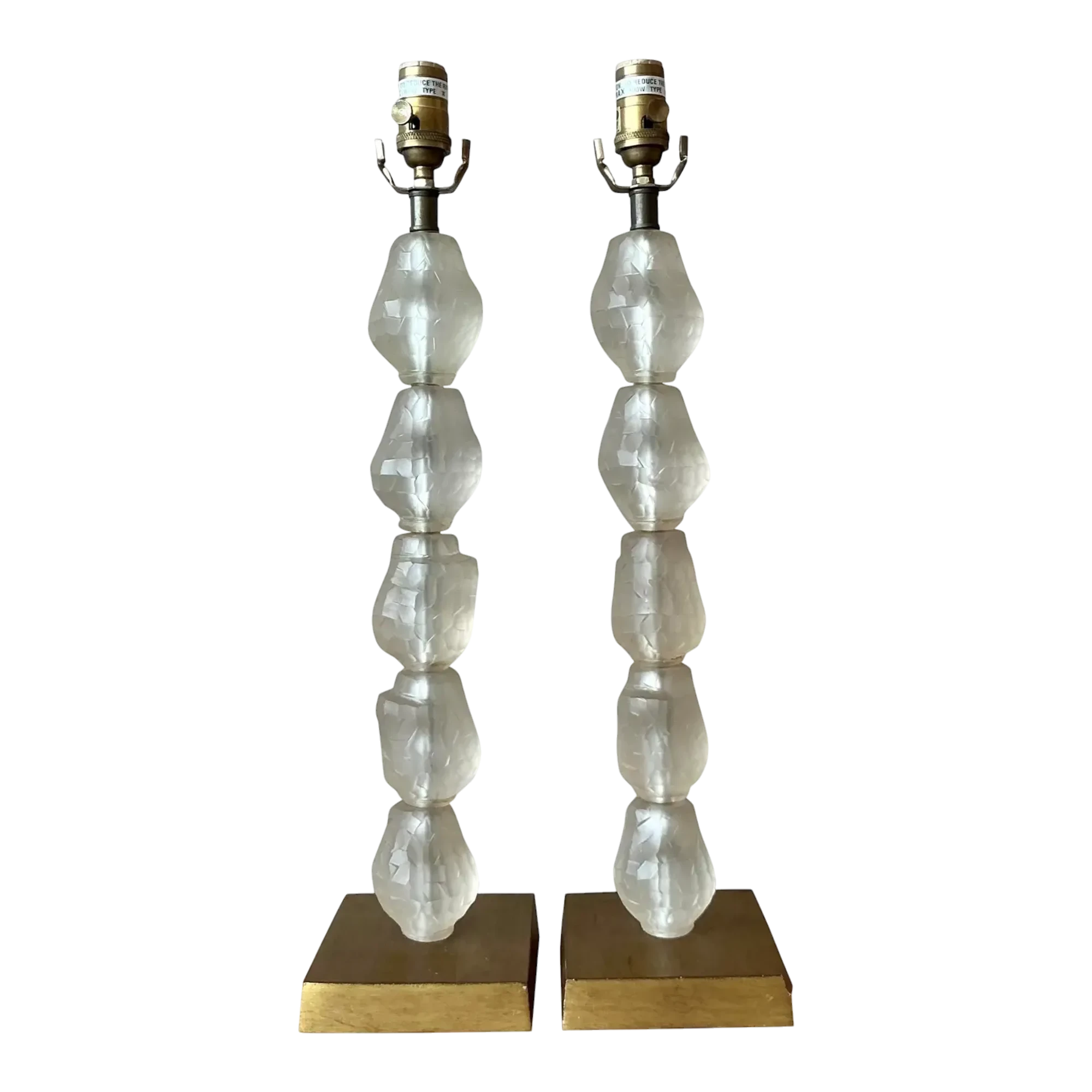 Vintage Regency Faceted Crystal Lamps - A Pair