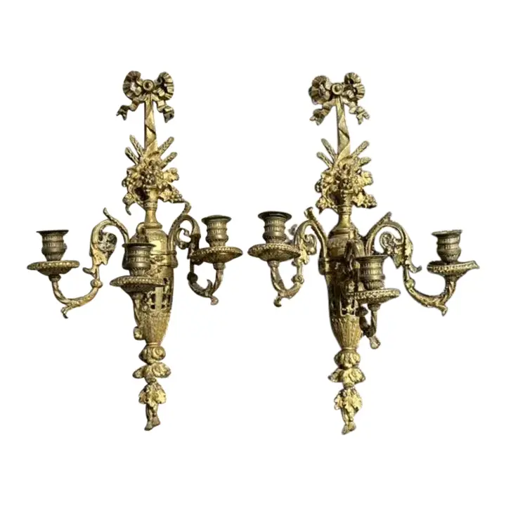 Vintage Regency Gilt Candle Sconces - a Pair