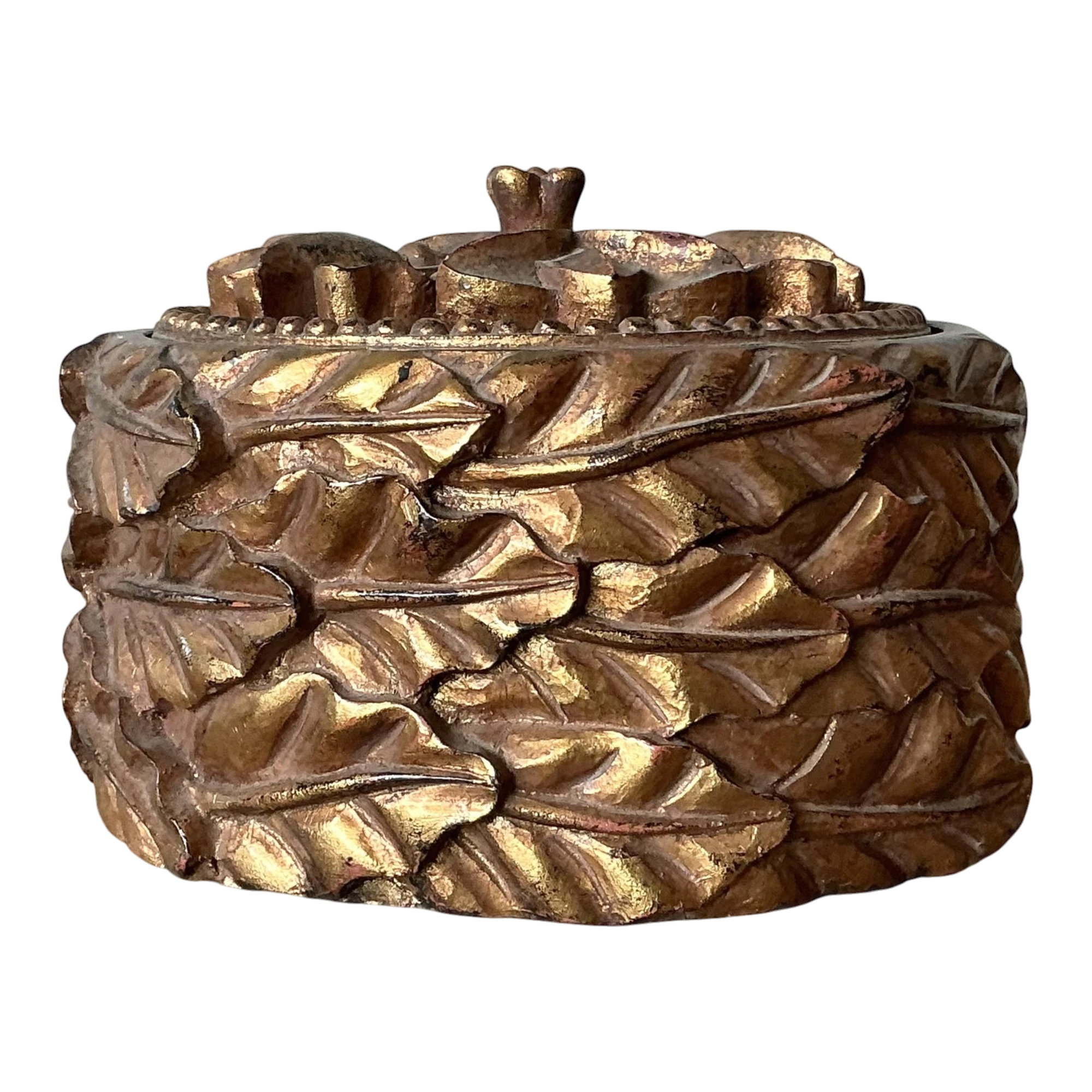Vintage Regency Gilt Leaves Lidded Bowl