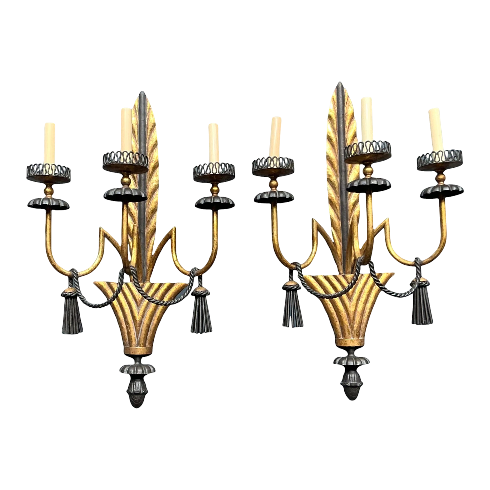 Vintage Regency Gilt Swag Sconce - A Pair