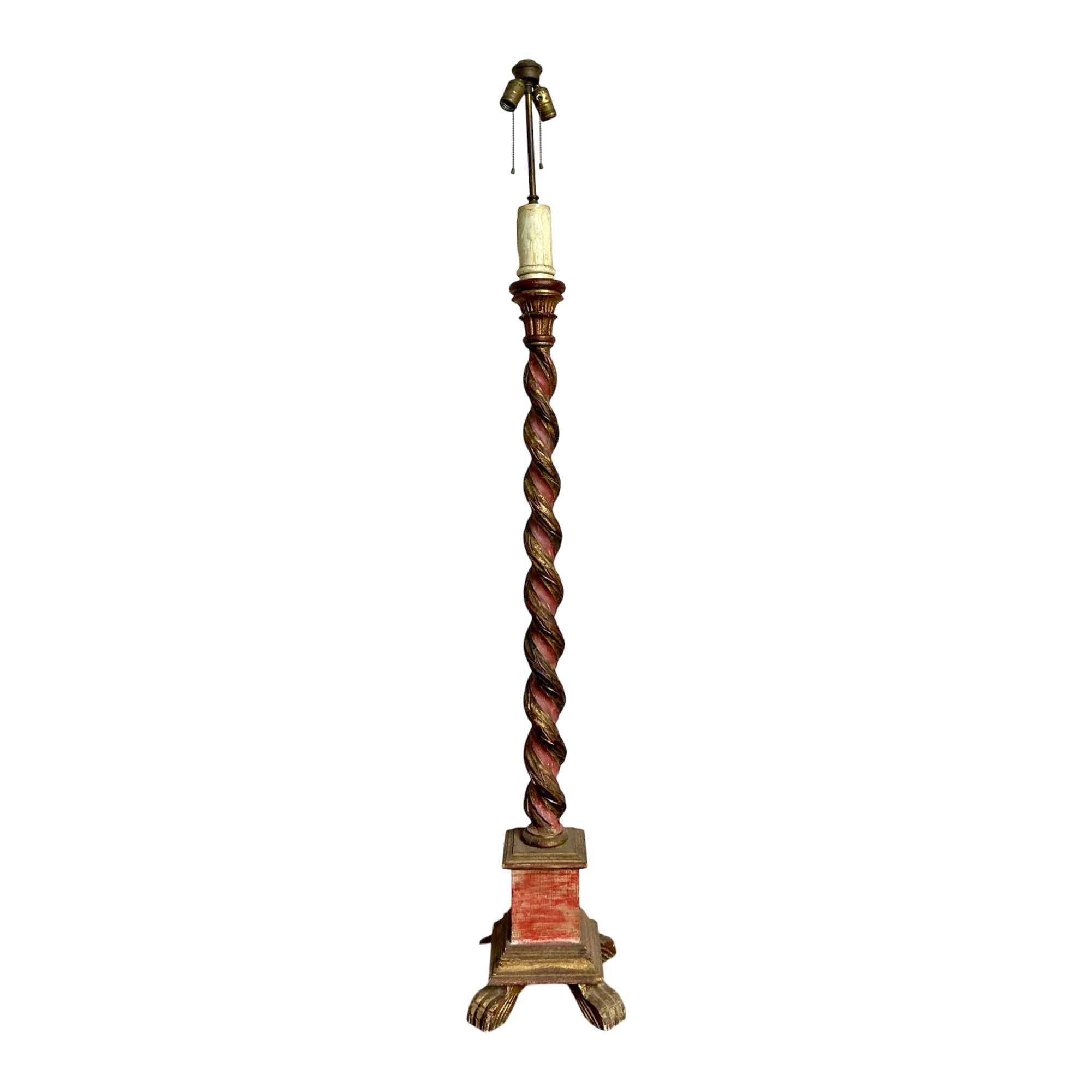 Vintage Regency Gilt Tipped Barley Twist Floor Lamp