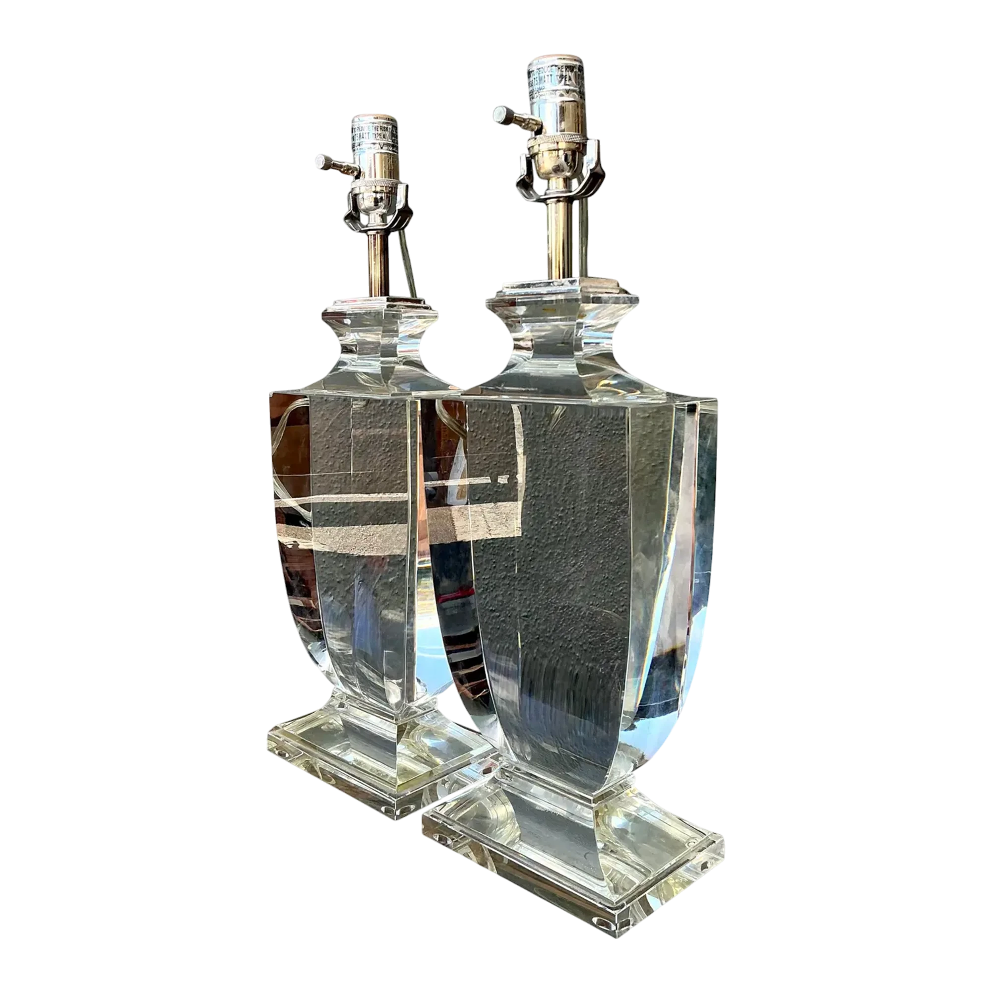 Vintage Regency Glass Lamps - A Pair