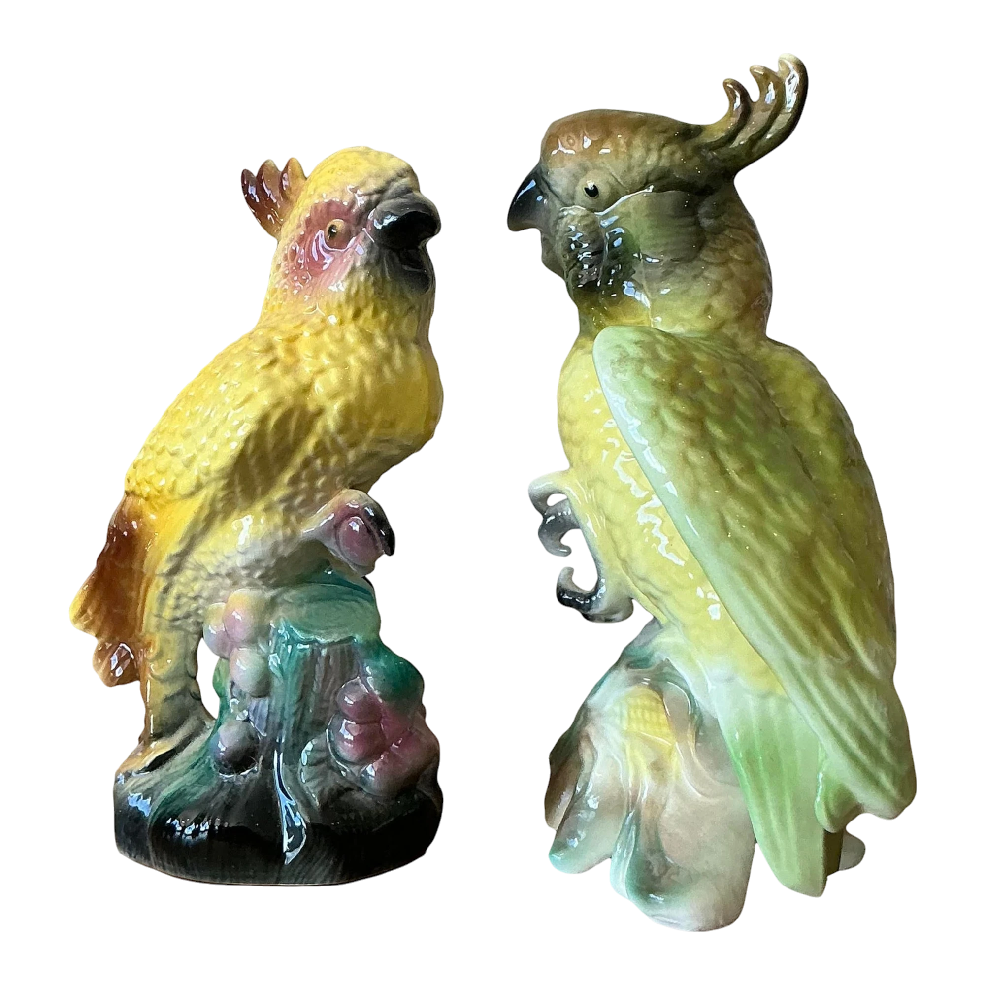 Vintage Regency Glazed Ceramic Birds - Set of 2