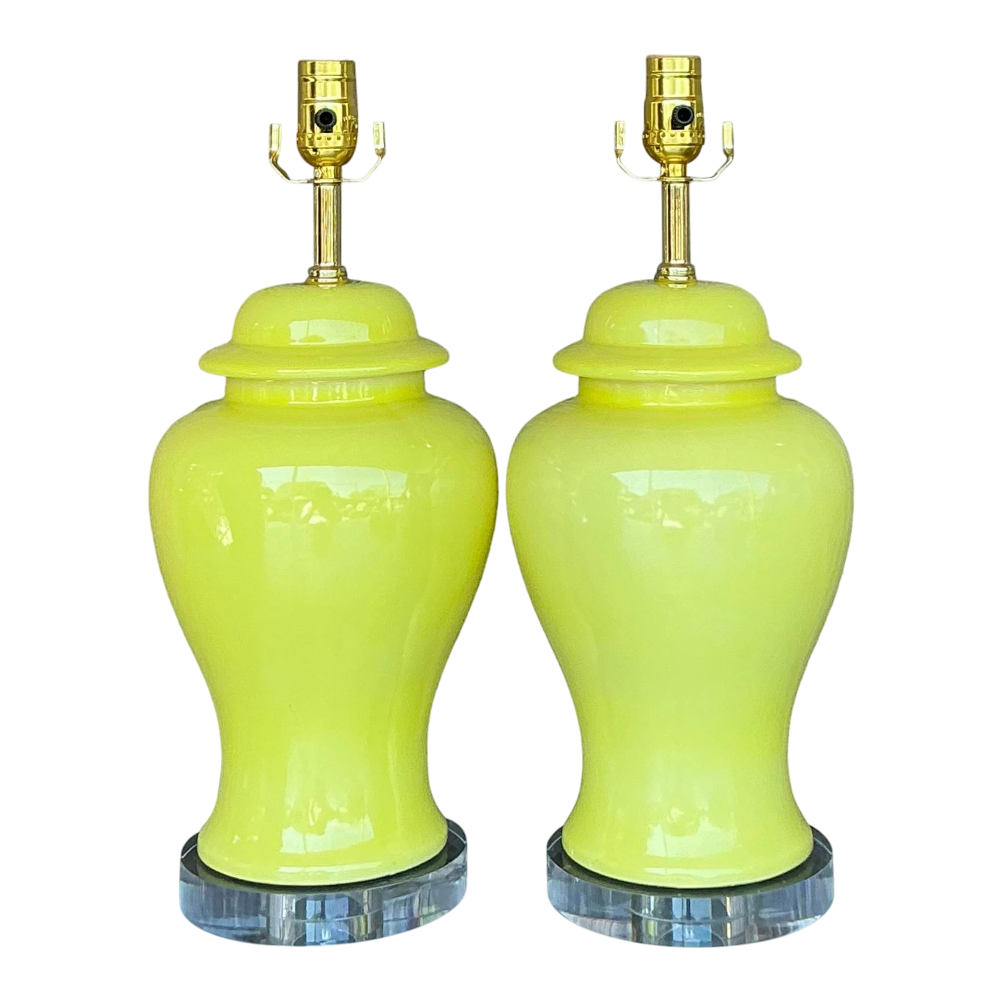 Vintage Regency Glazed Ceramic Ginger Jar Lamps - A Pair