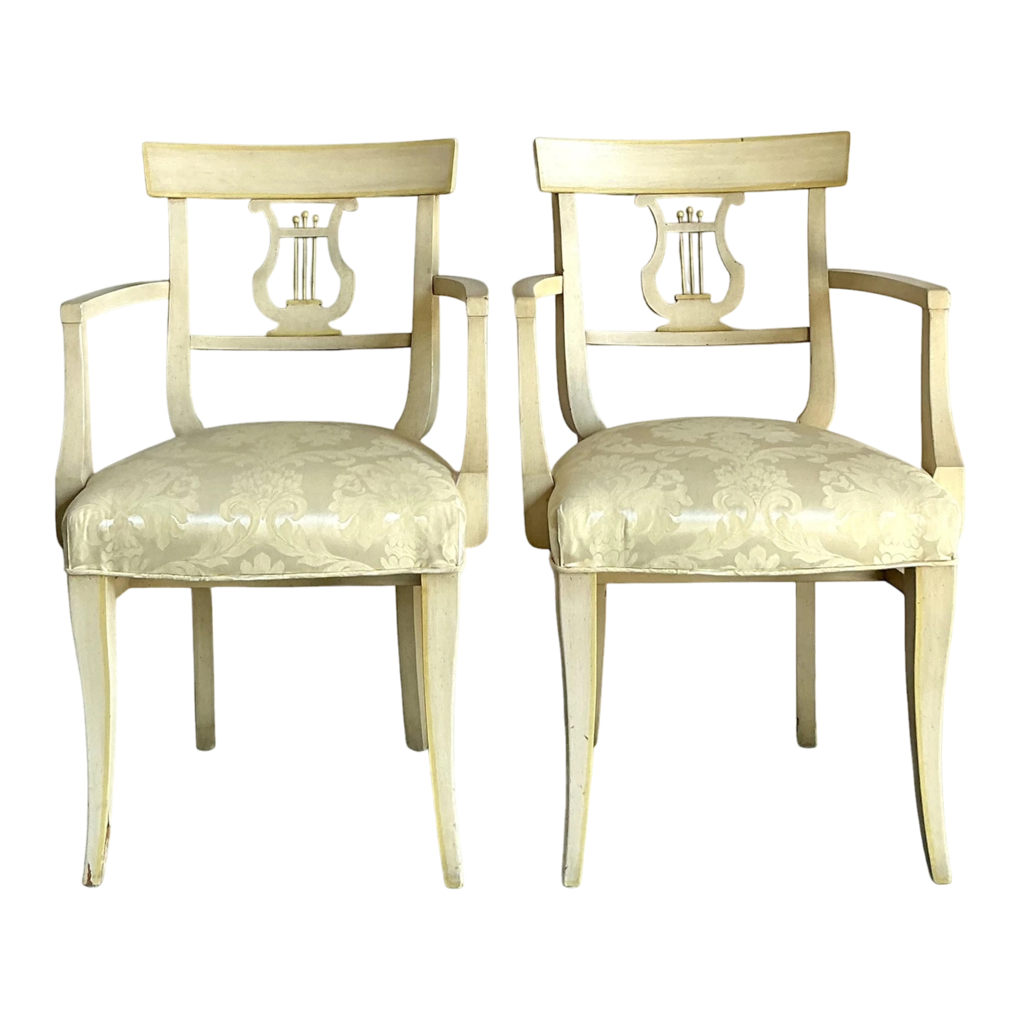 Vintage Regency Grosfeld House Lyre Back Klismos Chairs - A Pair