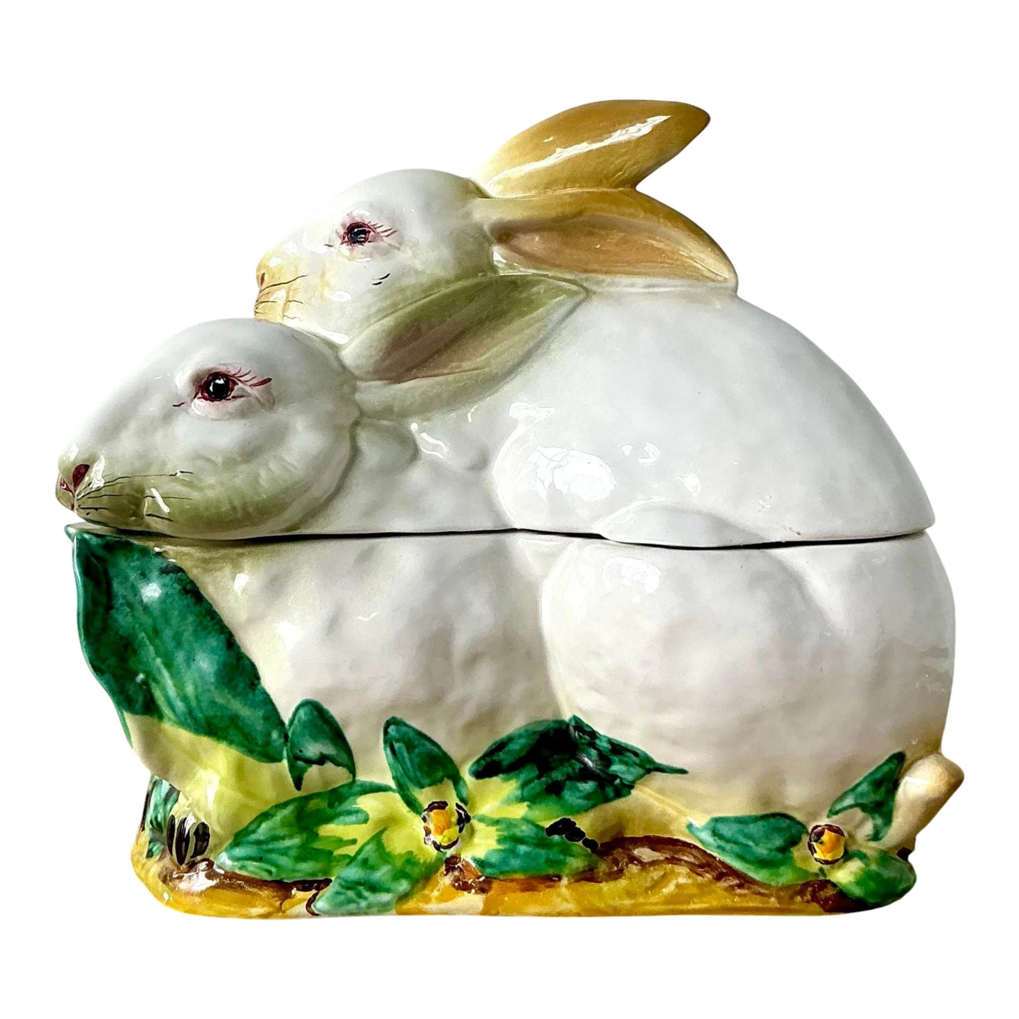 Vintage Regency Italian Glazed Ceramic Rabbit Lidded Casserole