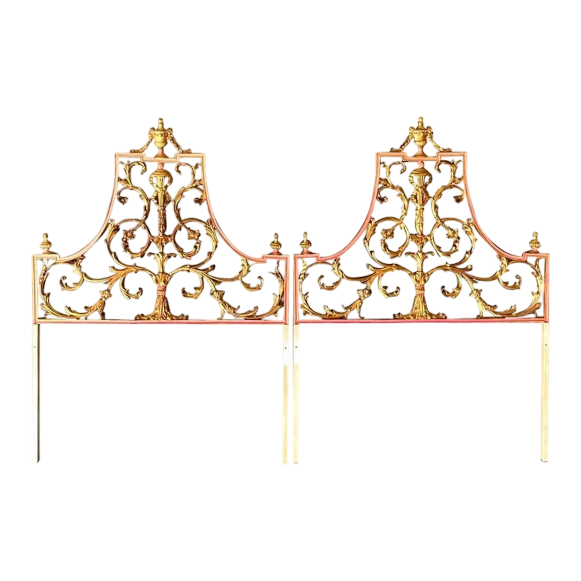 Vintage Regency Italian Palladio Gilt Twin Metal Headboards. - a Pair — additional photo 1