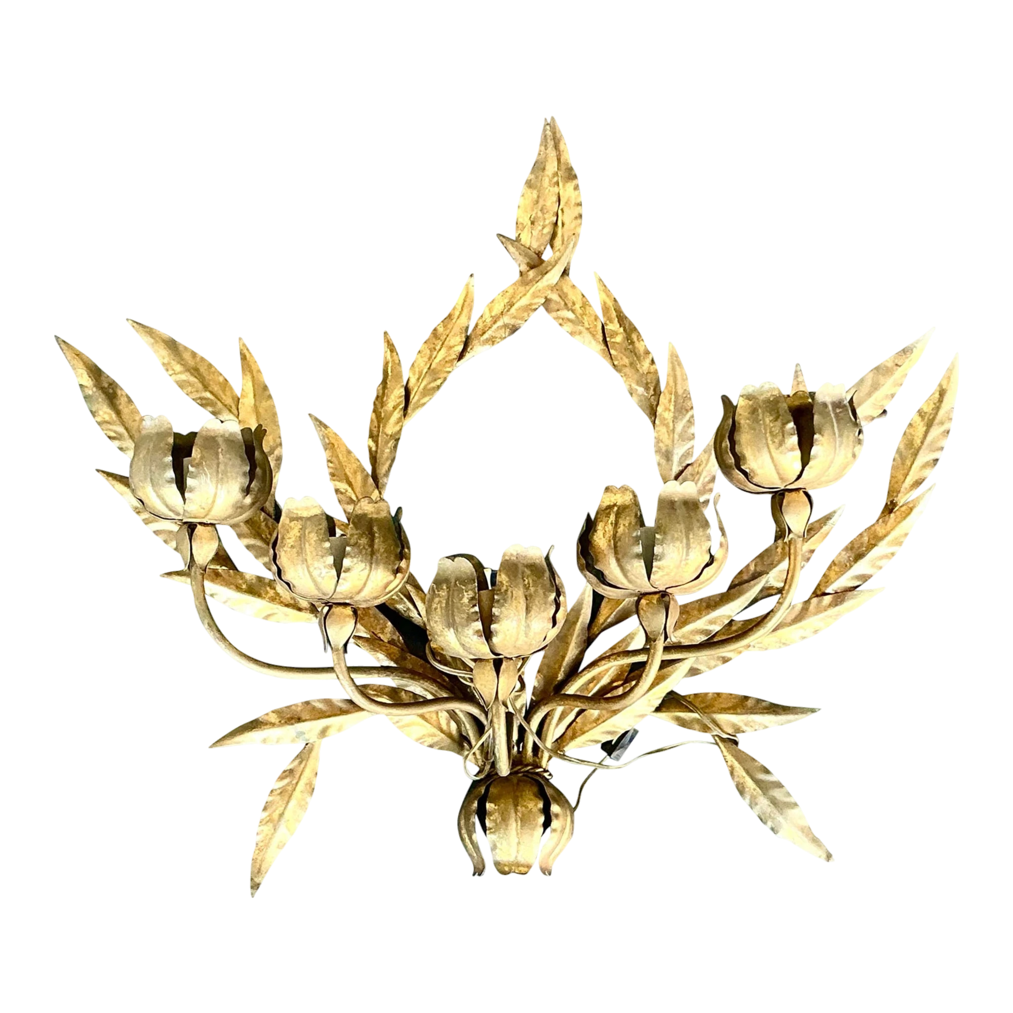 Vintage Regency Laurel Leaf Wall Sconce