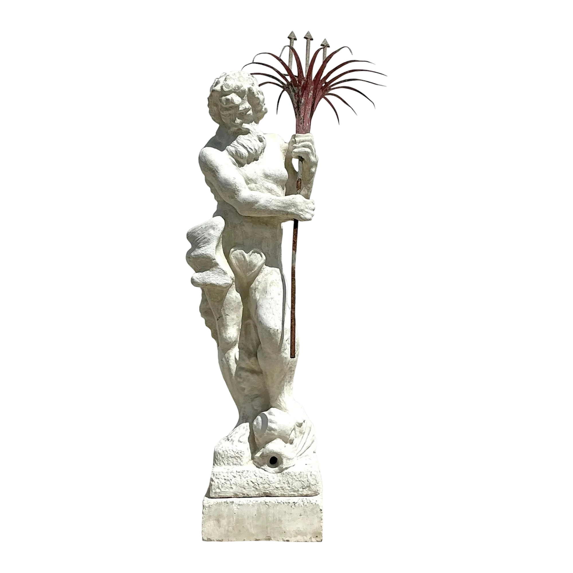 Vintage Regency Monumental Cast Concrete Statue of Neptune
