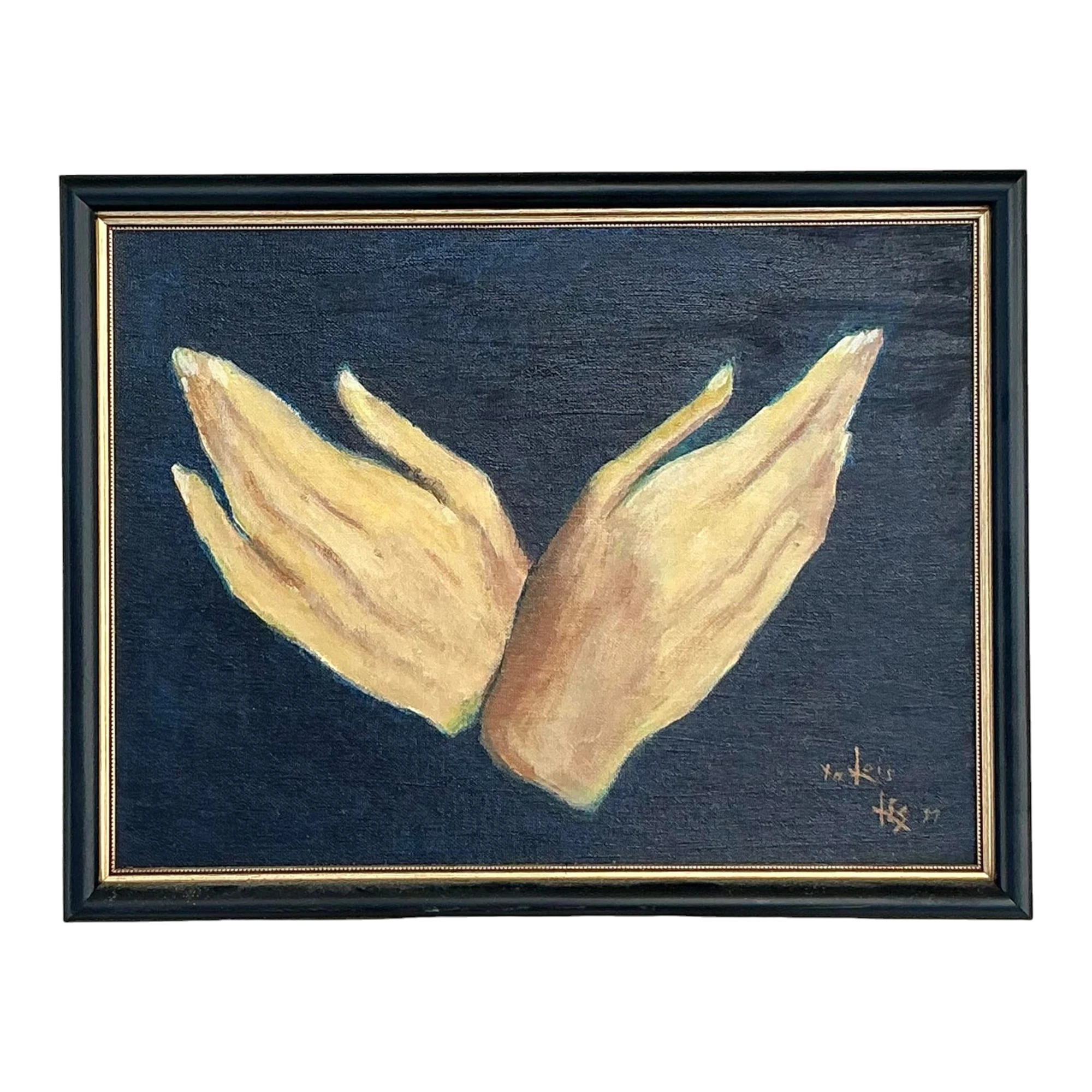 Vintage Regency Original Oil Painting of Hands