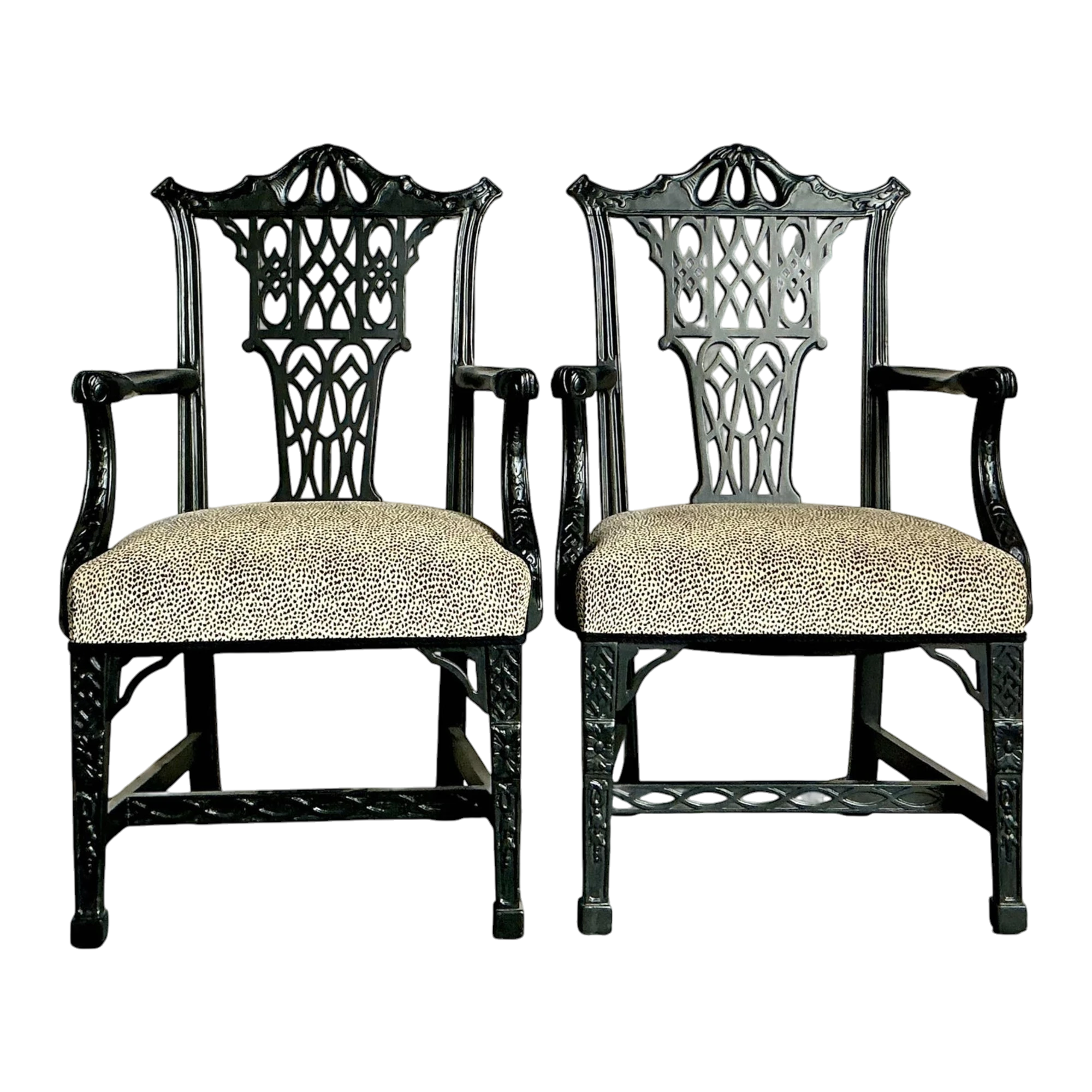 Vintage Regency Pagoda Arm Chairs - A Pair