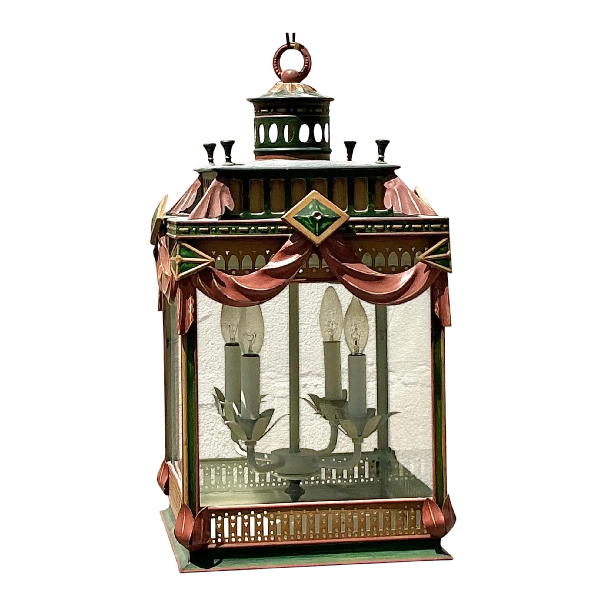 Vintage Regency Painted Swag Lantern