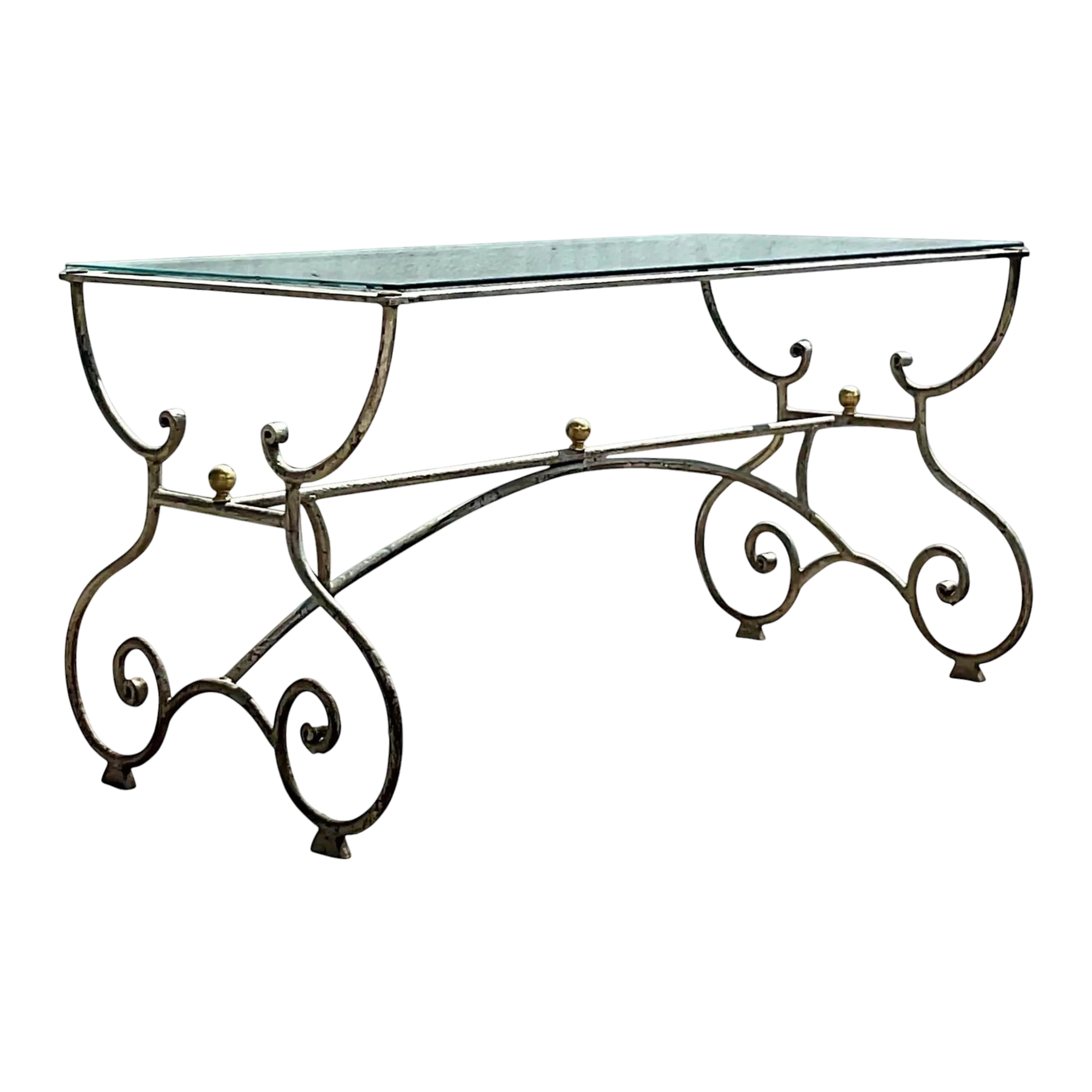 Vintage Regency Patinated Scroll Console Table — additional photo 1
