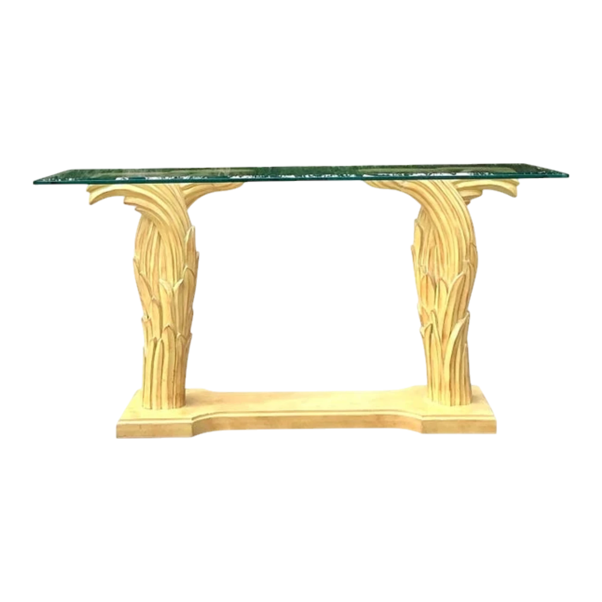 Vintage Regency Plaster Frond Console Table After Serge Roche