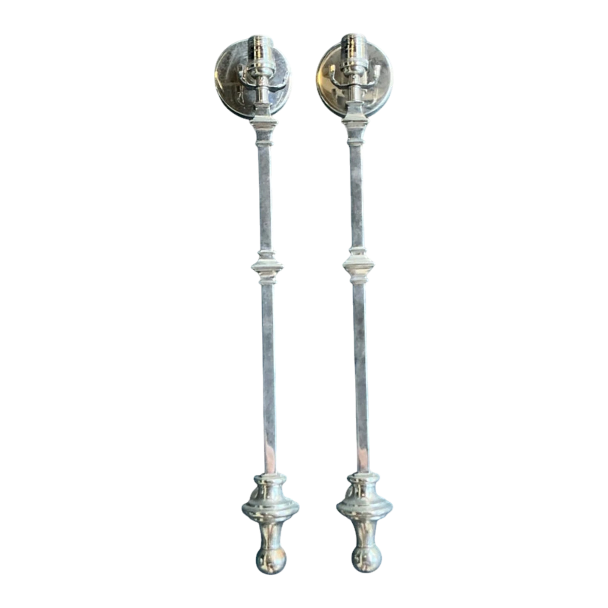 Vintage Regency Polished Chrome Wall Sconce - A Pair