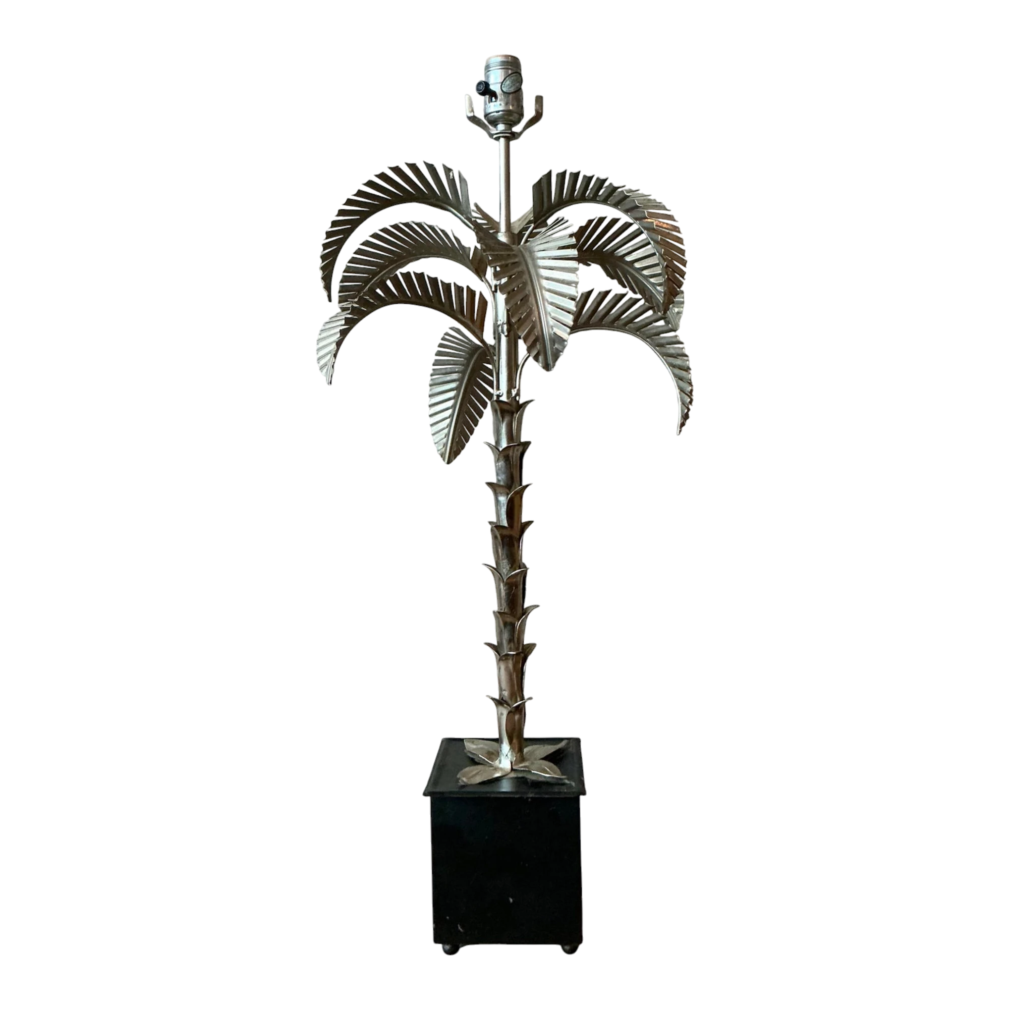 Vintage Regency Punch Cut Palm Tree Lamp