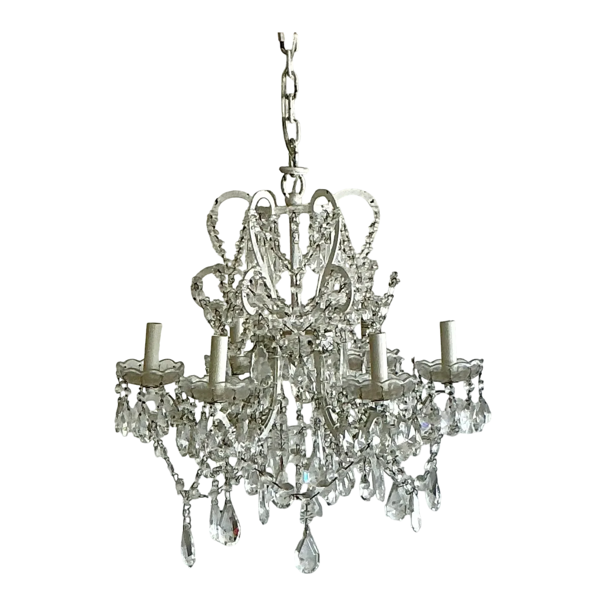 Vintage Regency Restoration Hardware Crystal Drop Chandelier