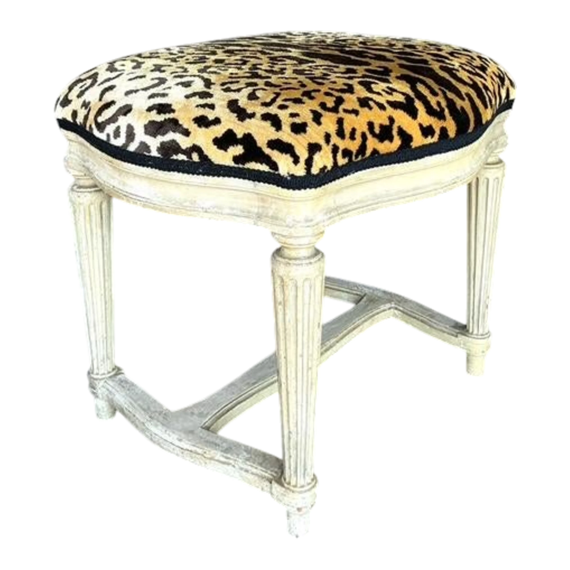 Vintage Regency Scalamandre Velvet Low Stool