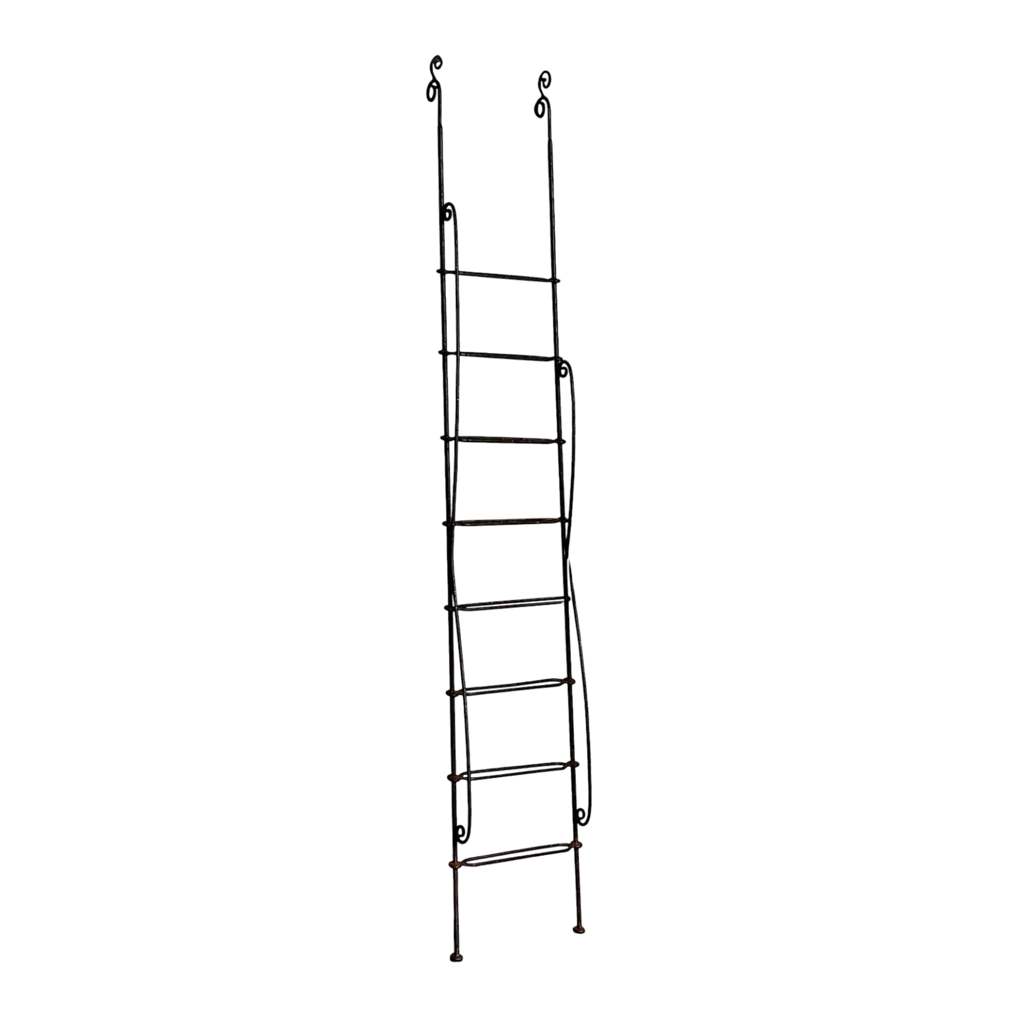 Vintage Regency Scroll Wrought Iron Decorative Ladder