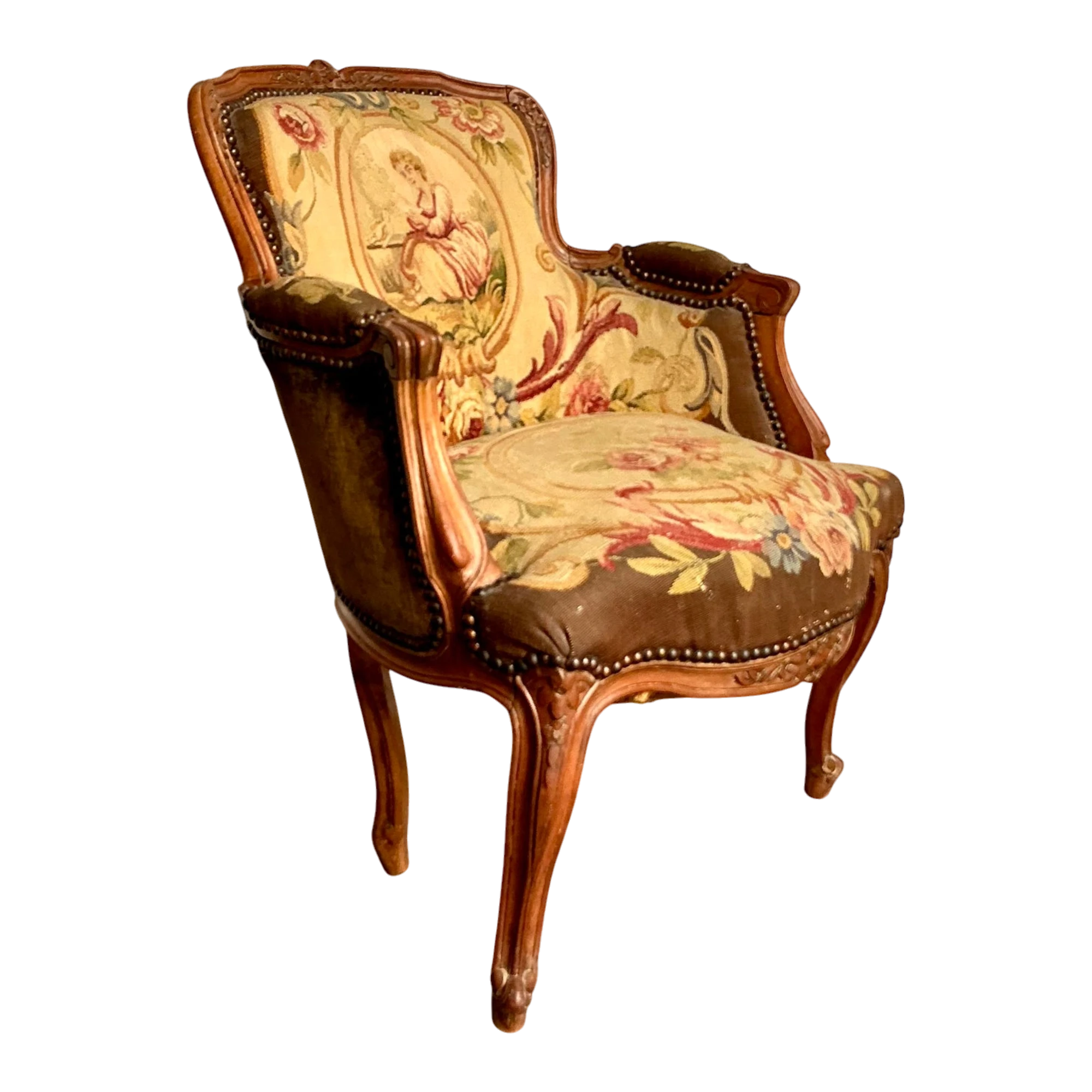 Vintage Regency Tapestry Lounge Chair