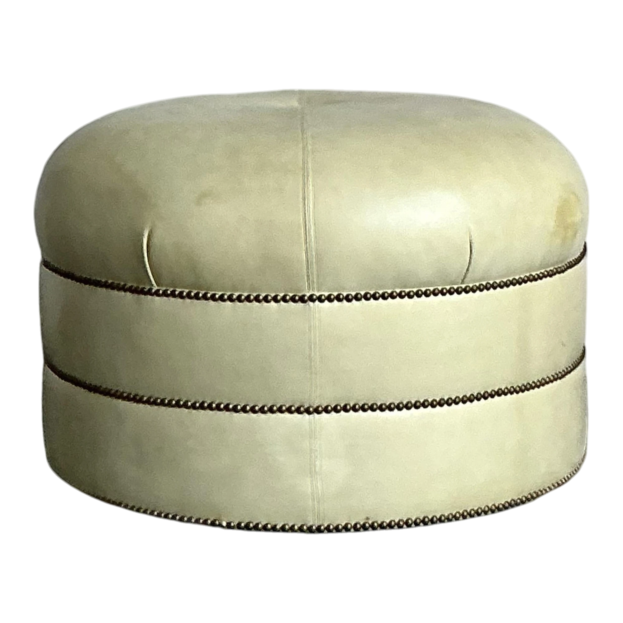 Vintage Regency Tufted Leather Ottoman