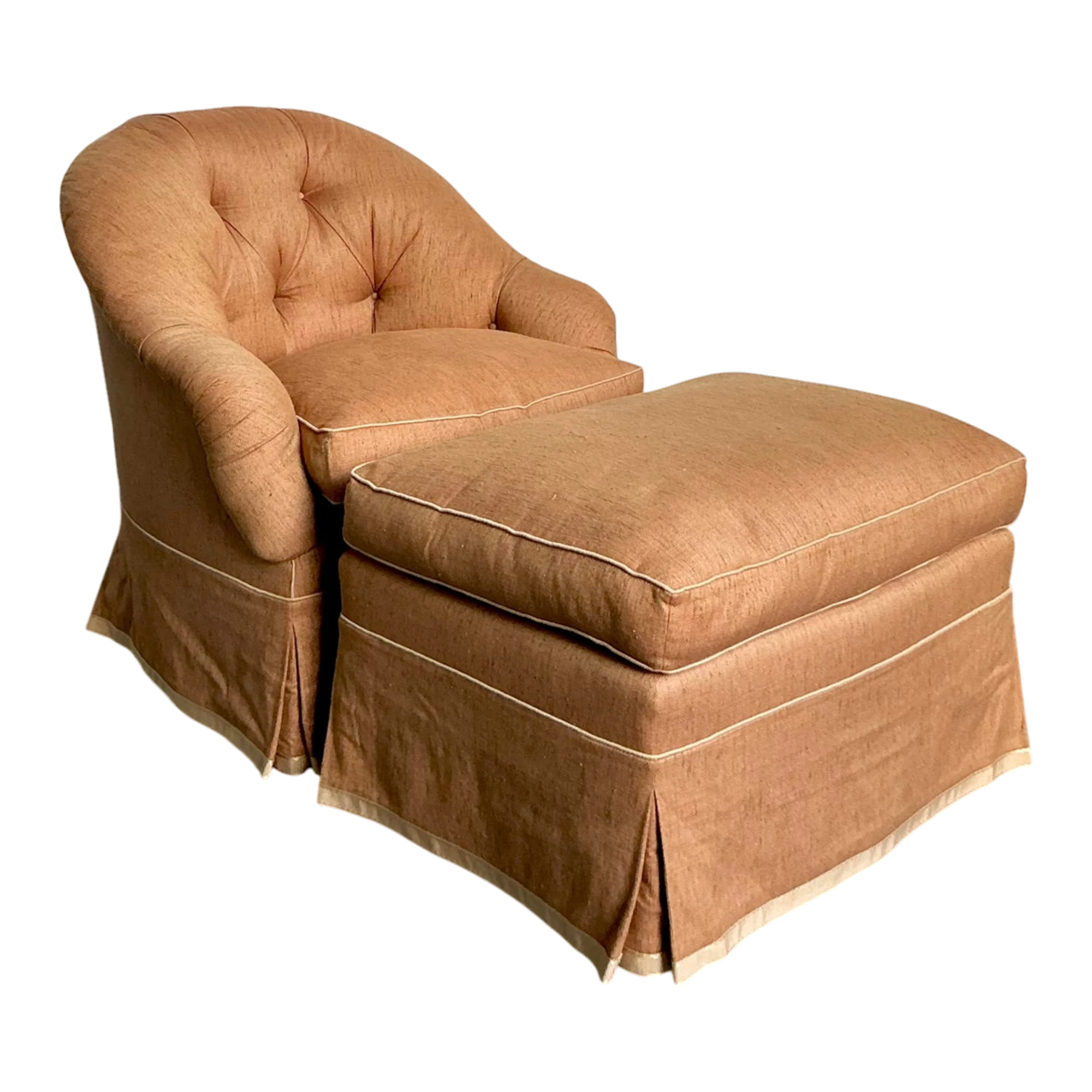Vintage Regency Tufted Lounge Chair and Ottoman