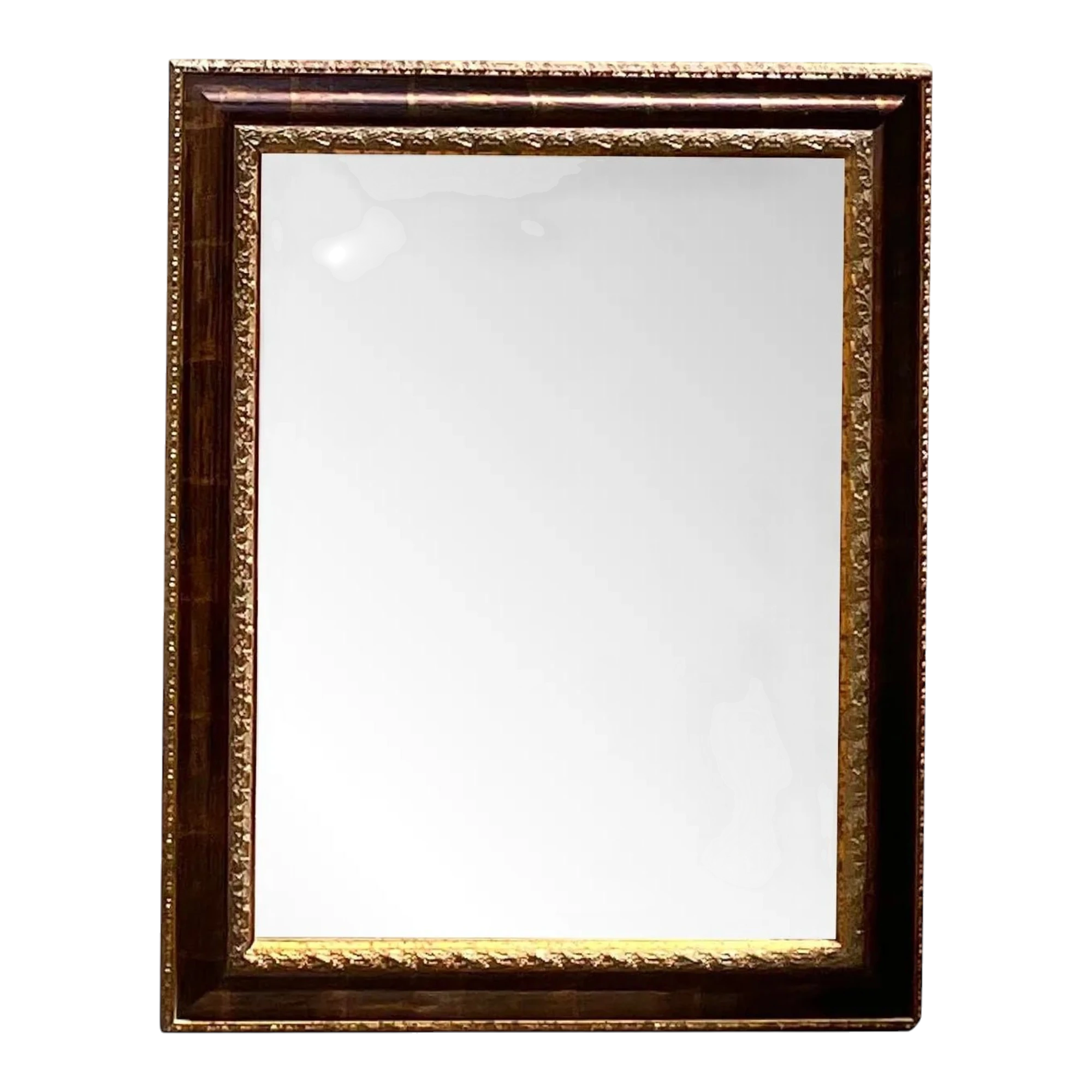 Vintage Regency Uttermost Tortoise Shell Finish Gilt Mirror