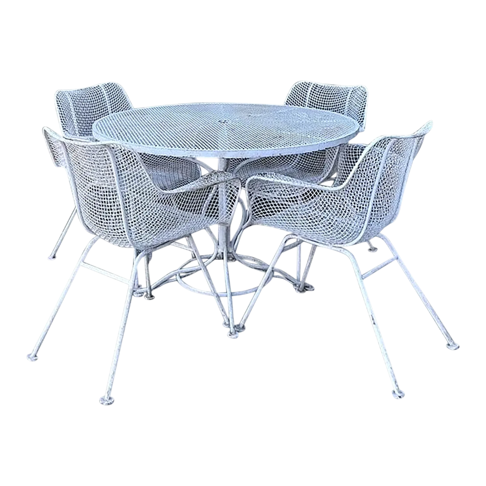 Vintage Russell Woodard “Sculptura” Wrought Iron Dining Set