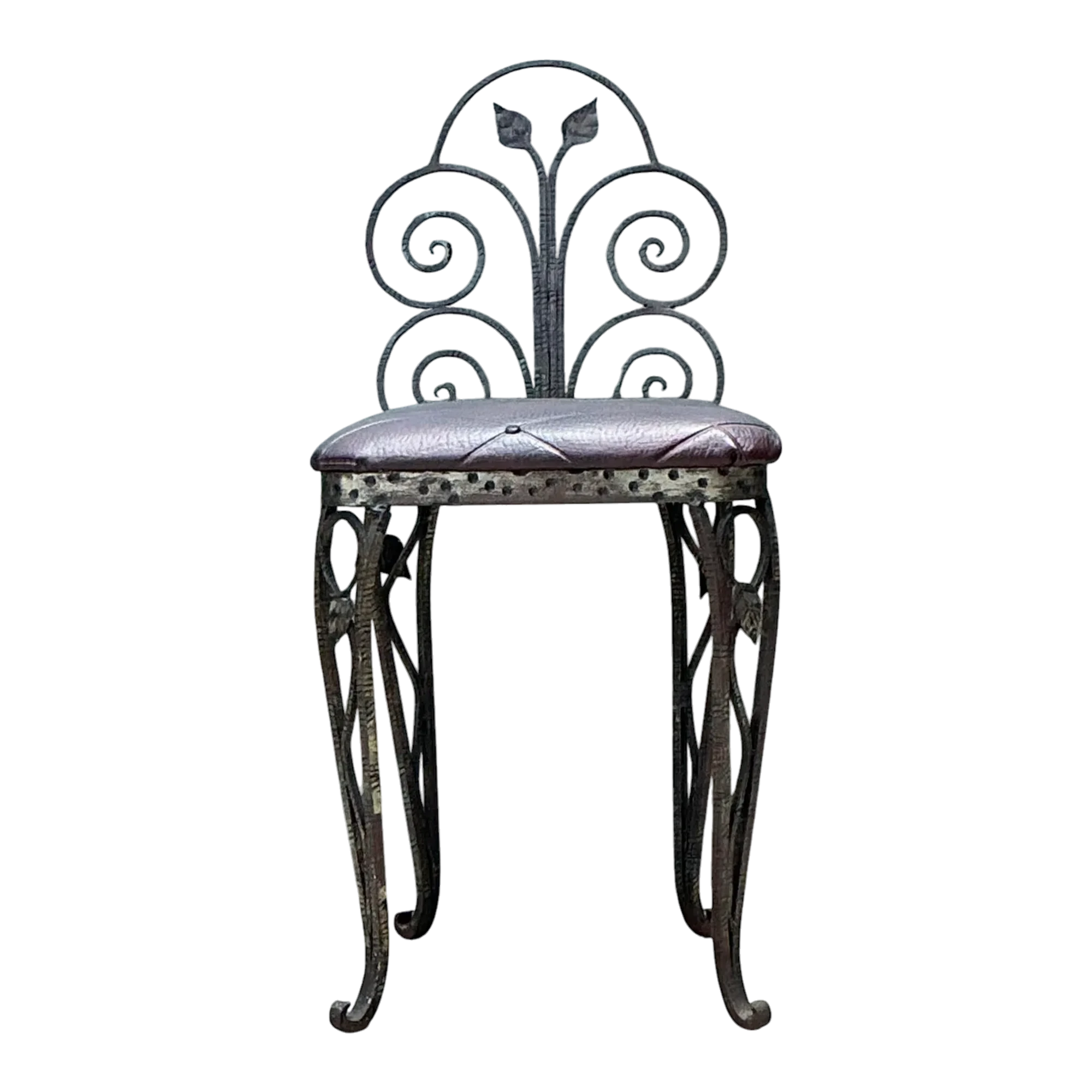 Vintage Scroll Wrought Iron Vanity Chair — additional photo 1