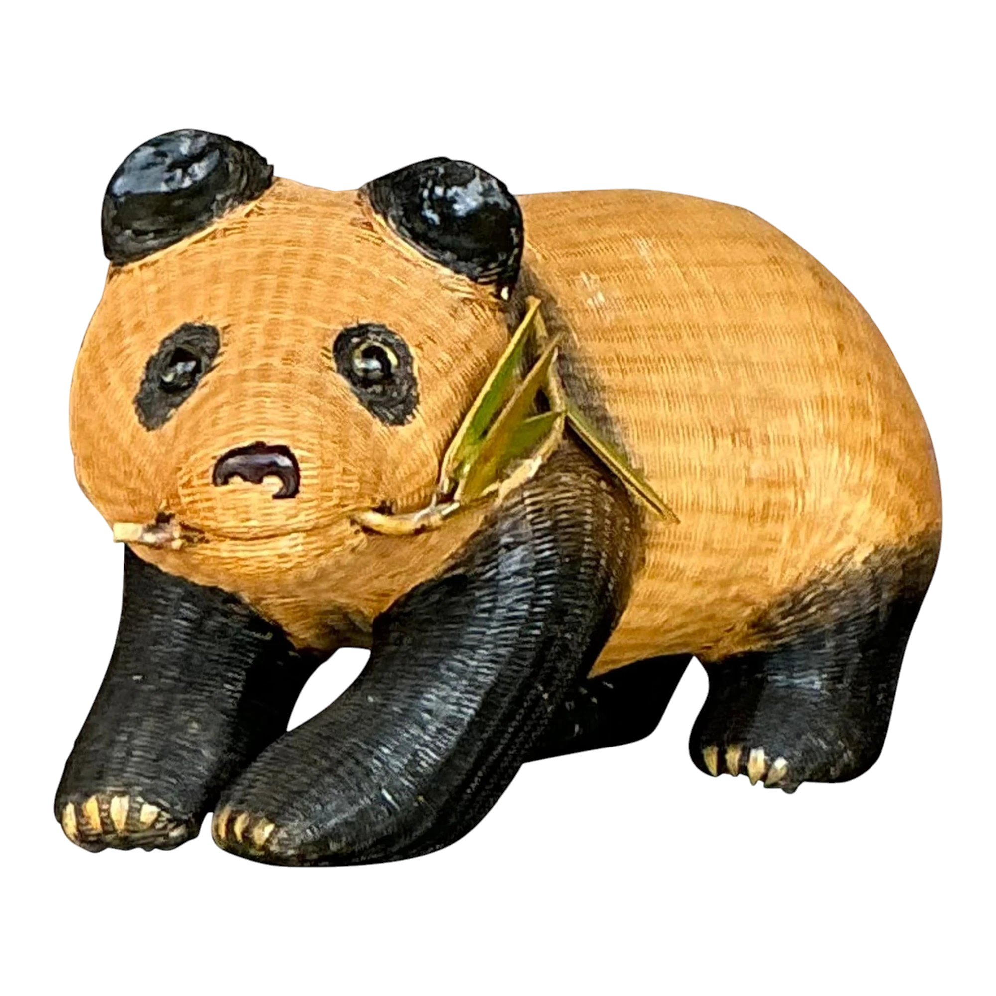 Vintage Shanghai Handicraft Weave Standing Panda