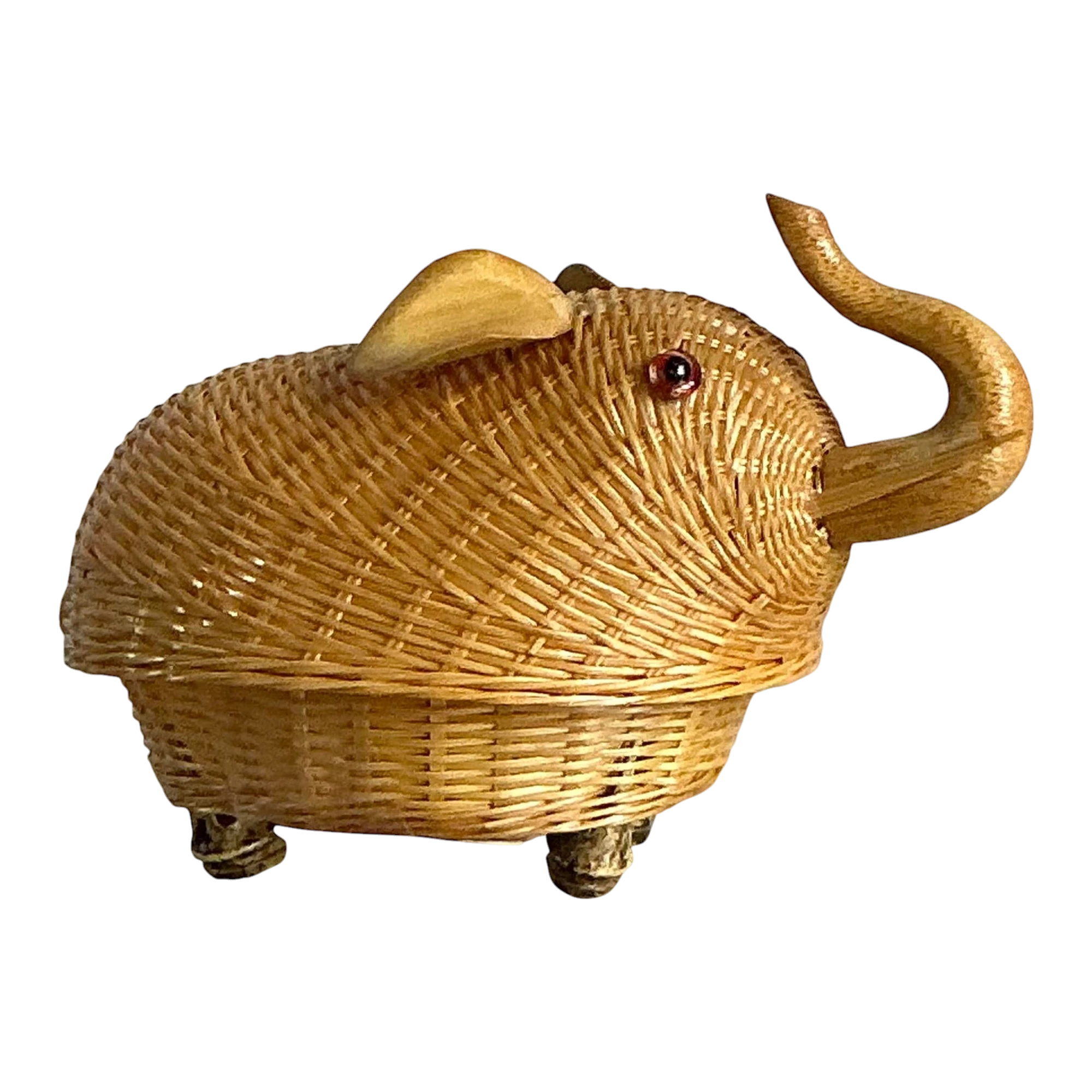 Vintage Shanghai Handicrafts Little Elephant Basket