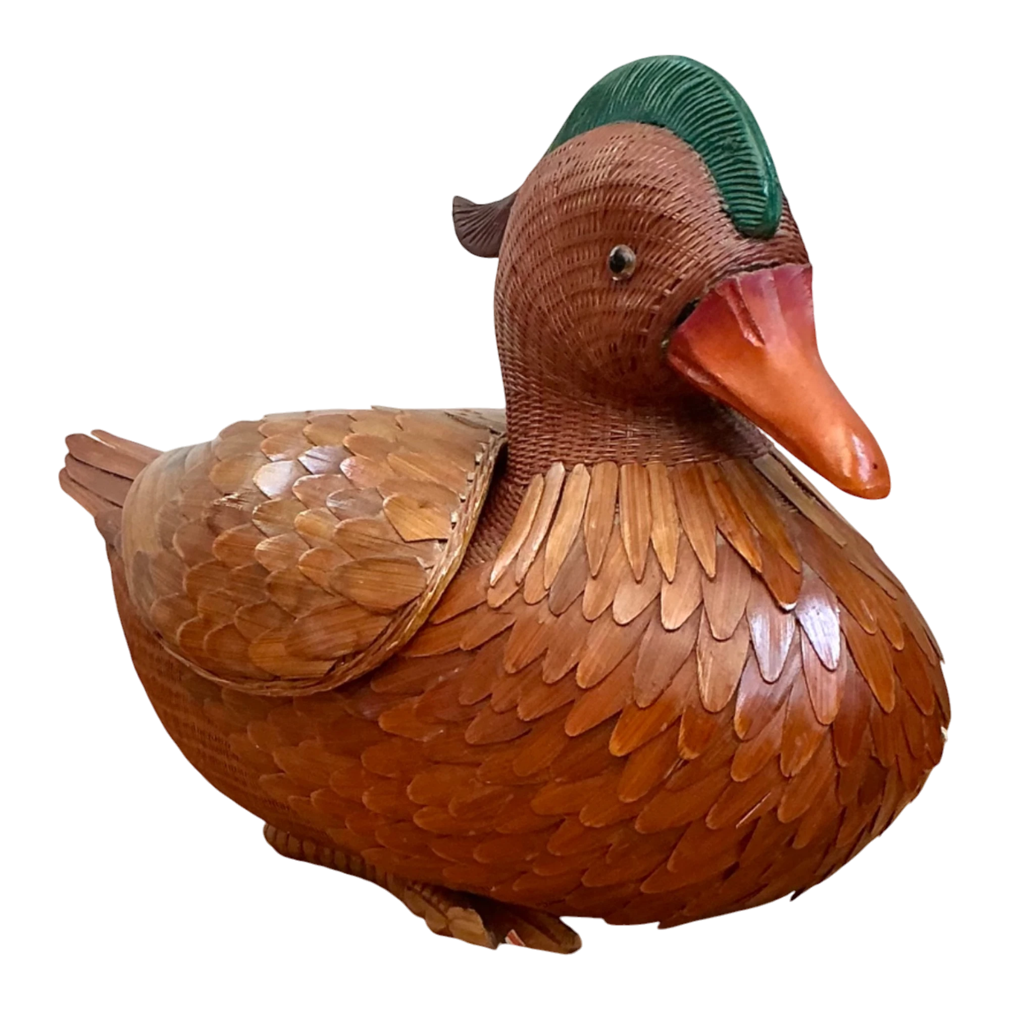 Vintage Shanghai Handicrafts woven Duck with hidden compartment under wings — additional photo 1
