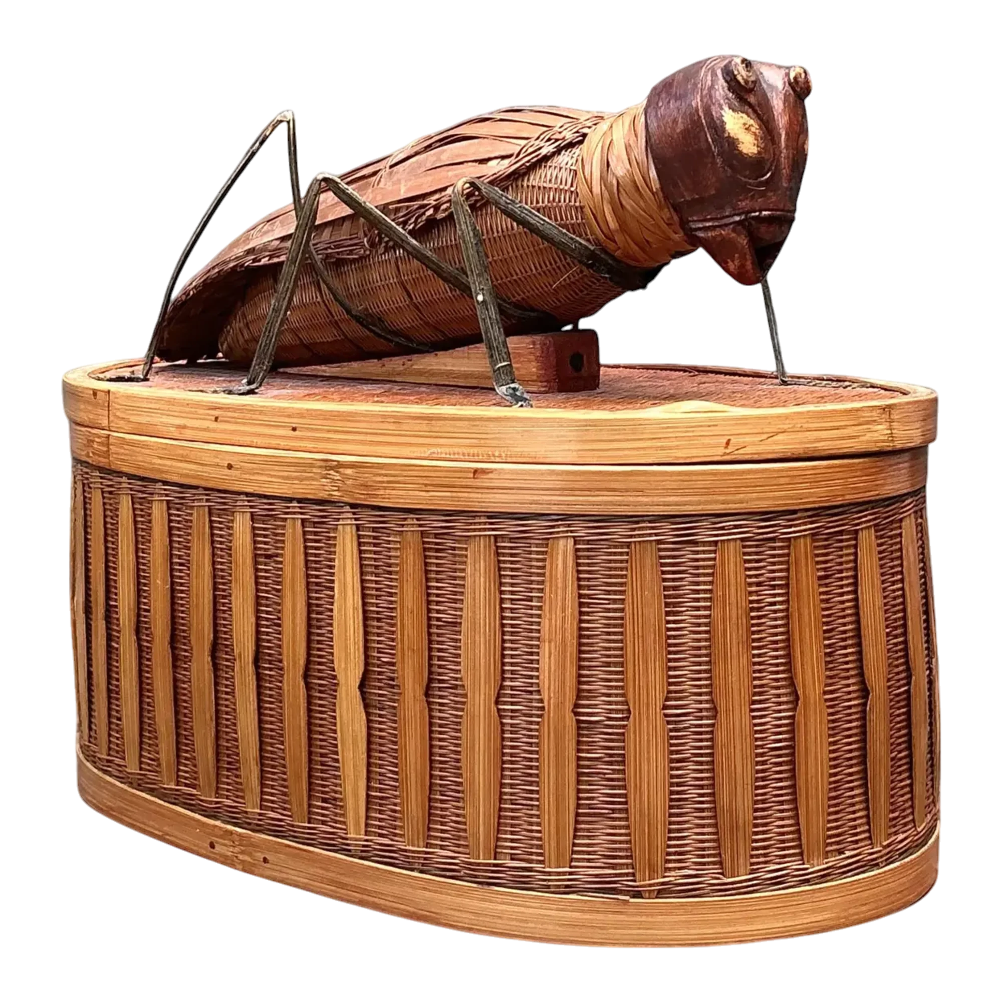 Vintage Shanghai Weave Woven Rattan Bug Box