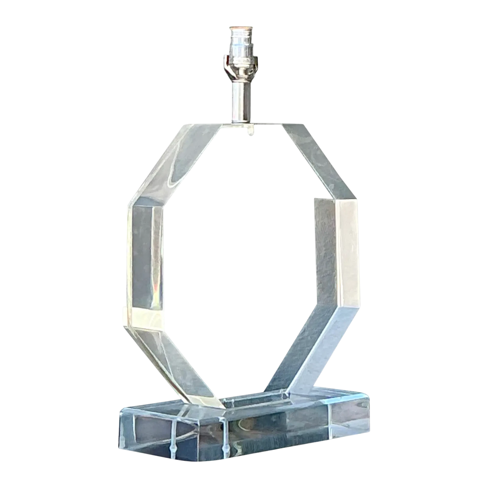 Vintage Slab Lucite Octagon Lamp