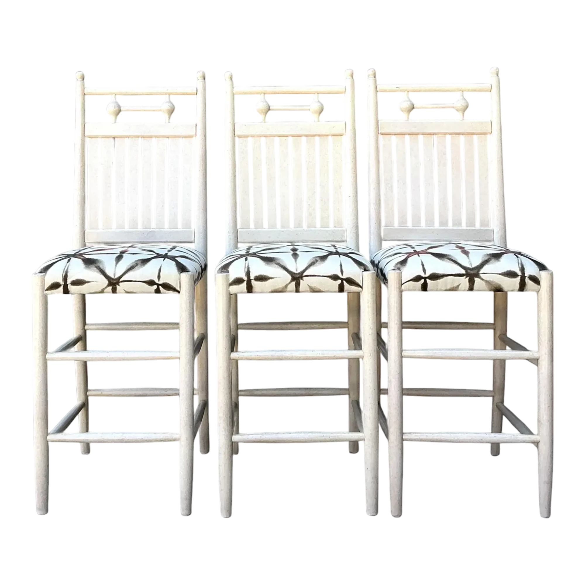 Vintage Slat Bar Stools - Set of 3