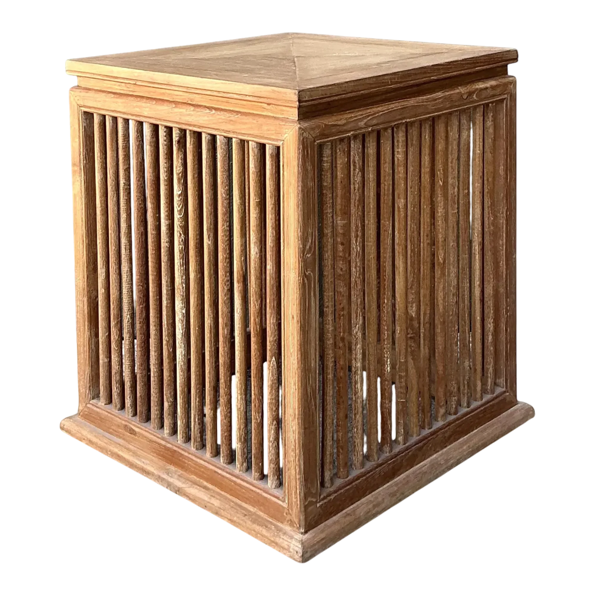 Vintage Slat Wood Side Table