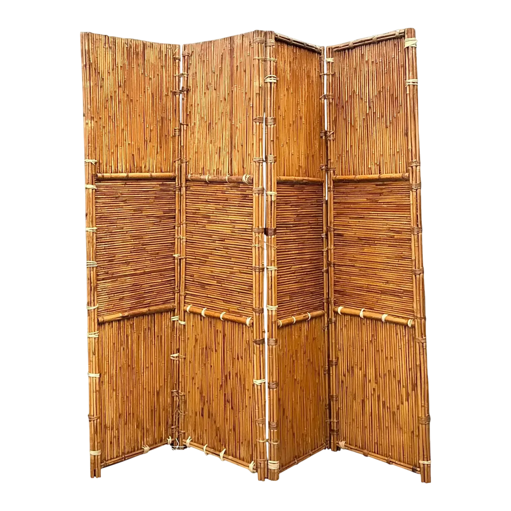 Vintage Split Bamboo Folding Screen