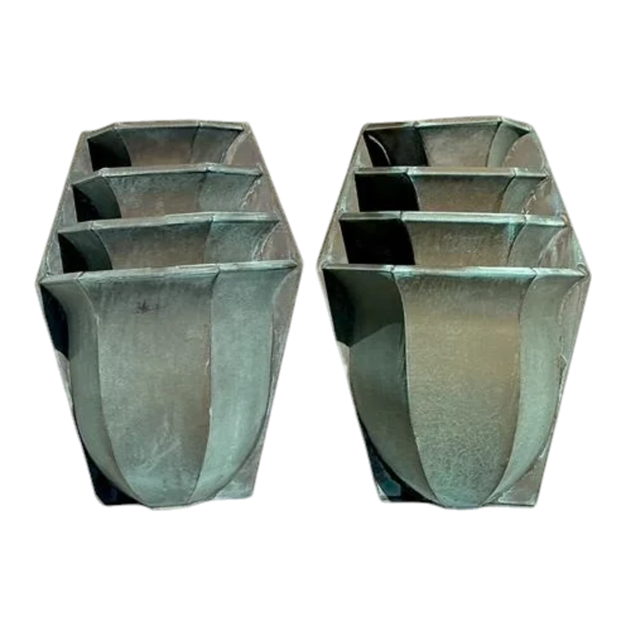 Vintage Stacked Patinated Copper Sconces - A Pair — additional photo 1
