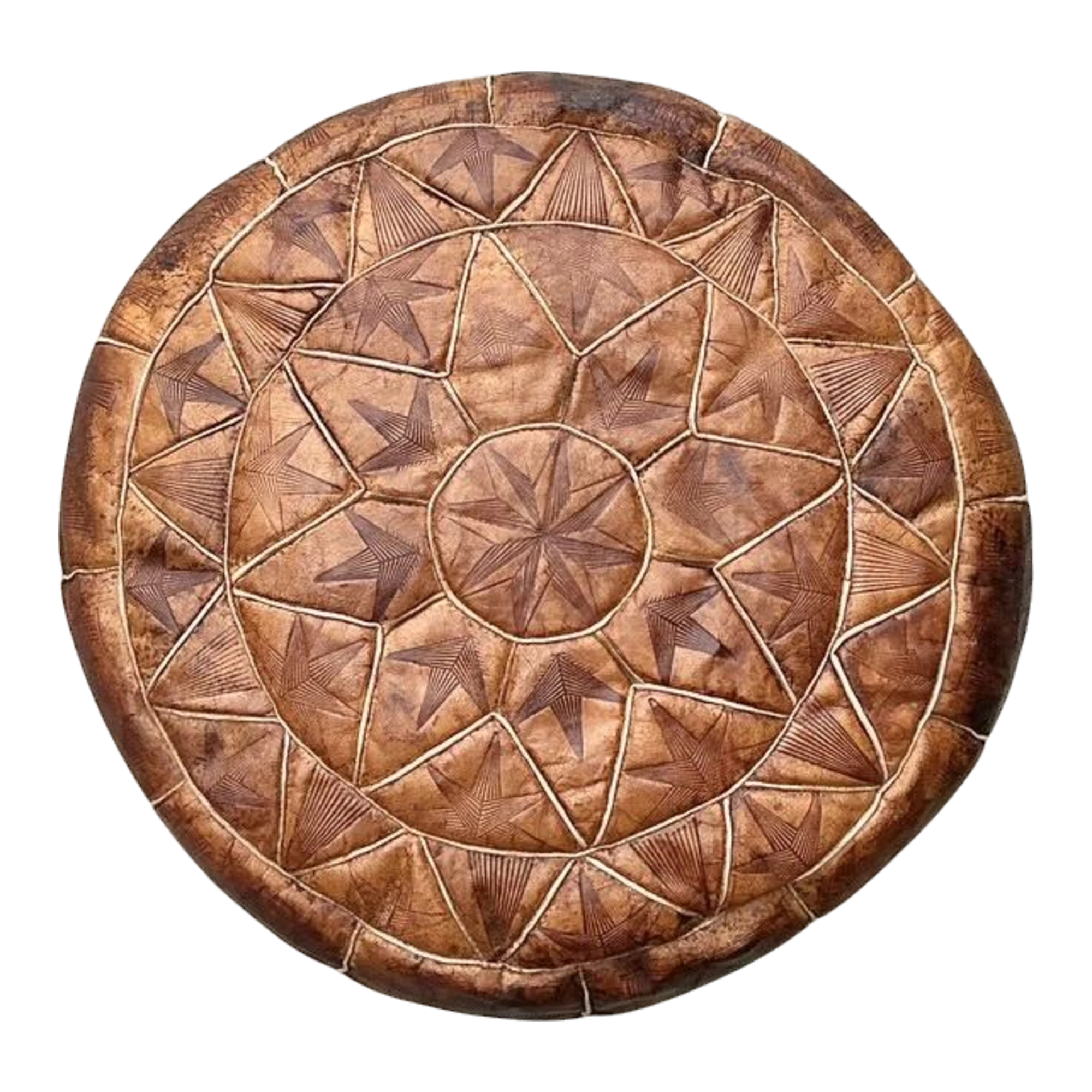 Vintage Star Tufted Leather Ottoman
