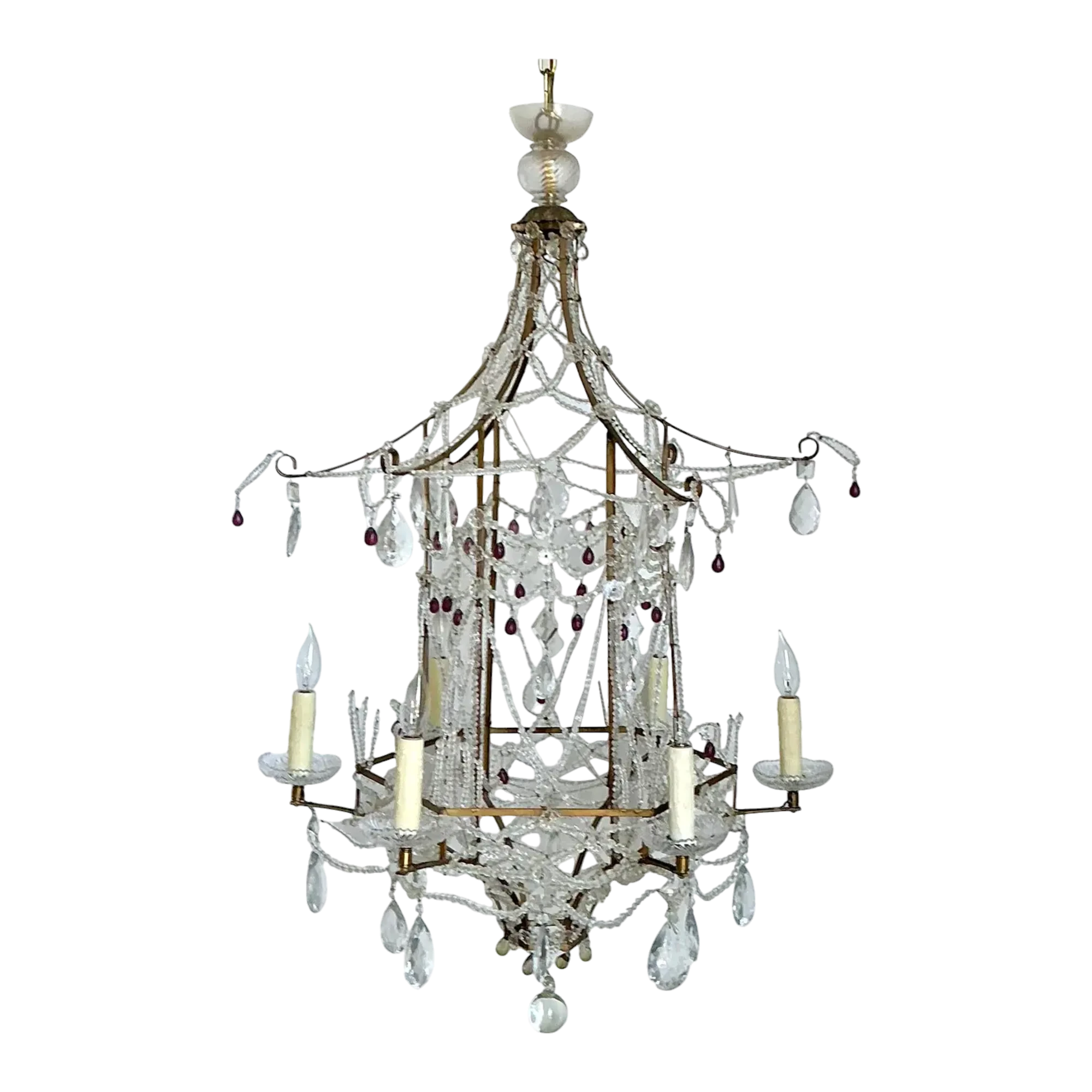 Vintage Swag Crystals Pagoda Chandelier